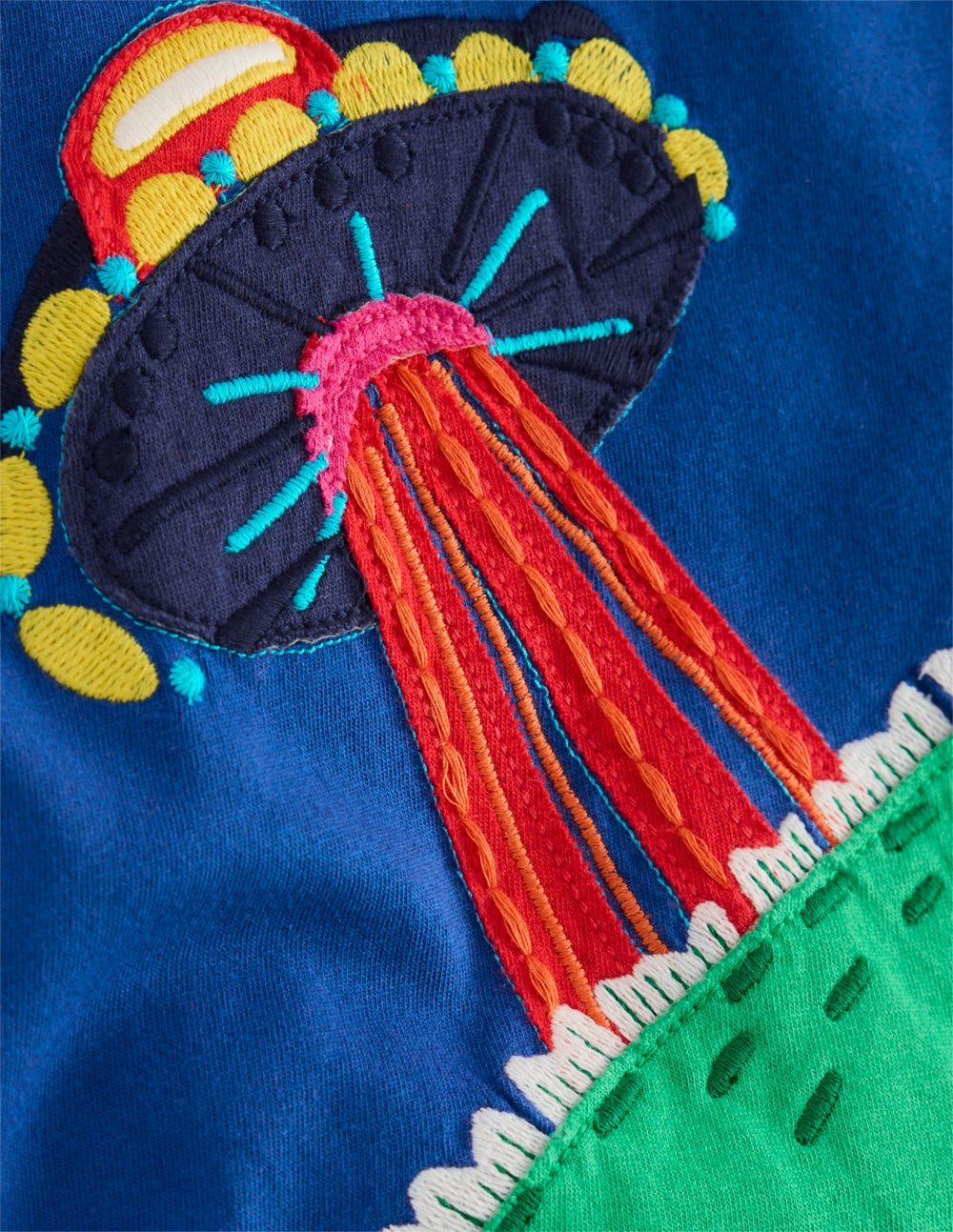 Short Sleeve Appliqu?? T-shirt-Dino Space - Image 4