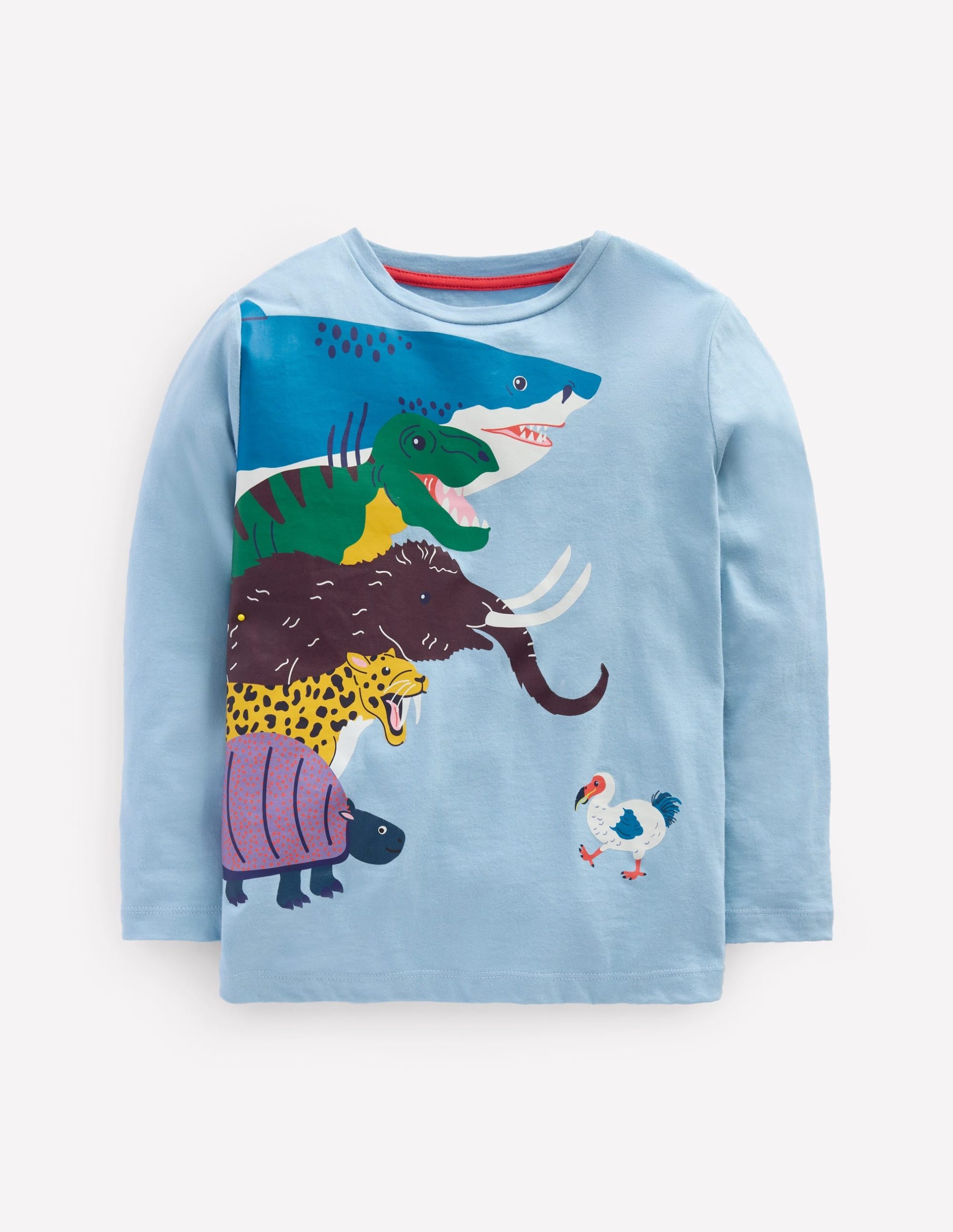 Long Sleeve Printed T-shirt-Glacier Blue Prehistoric - Image 2