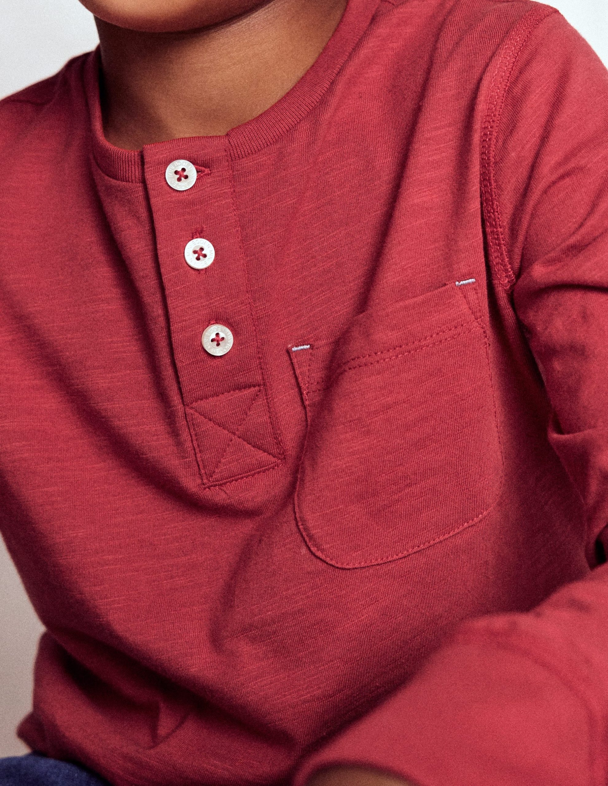 Everyday Henley T-shirt-Pomegranate red - Image 2