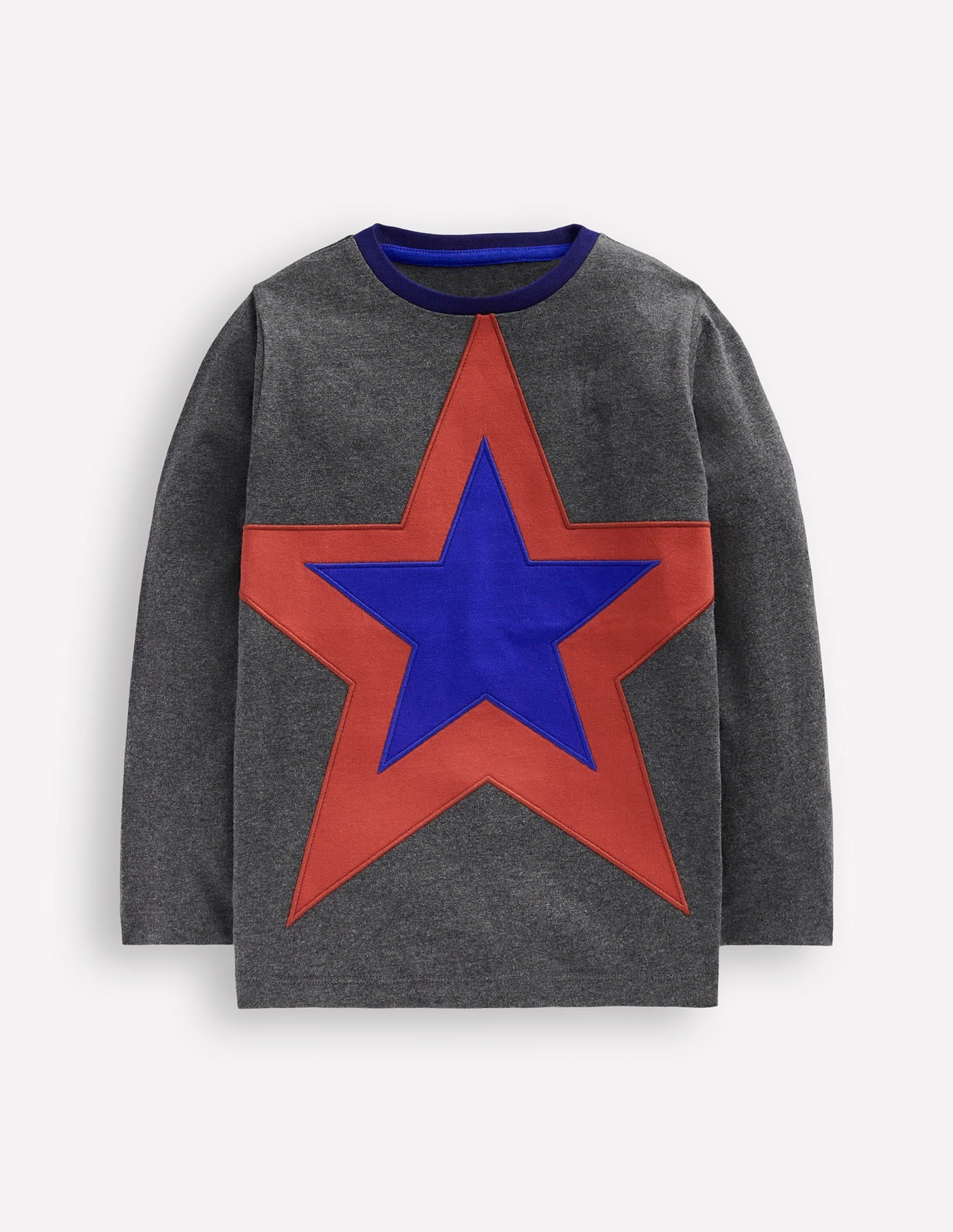 Star Appliqué T-shirt-GREY MARL STAR - Image 2