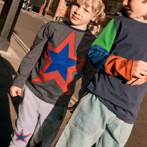 Star Appliqué T-shirt-GREY MARL STAR