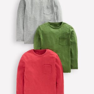 3-pack Long Sleeve T-shirt-Grey Red Multi Pack