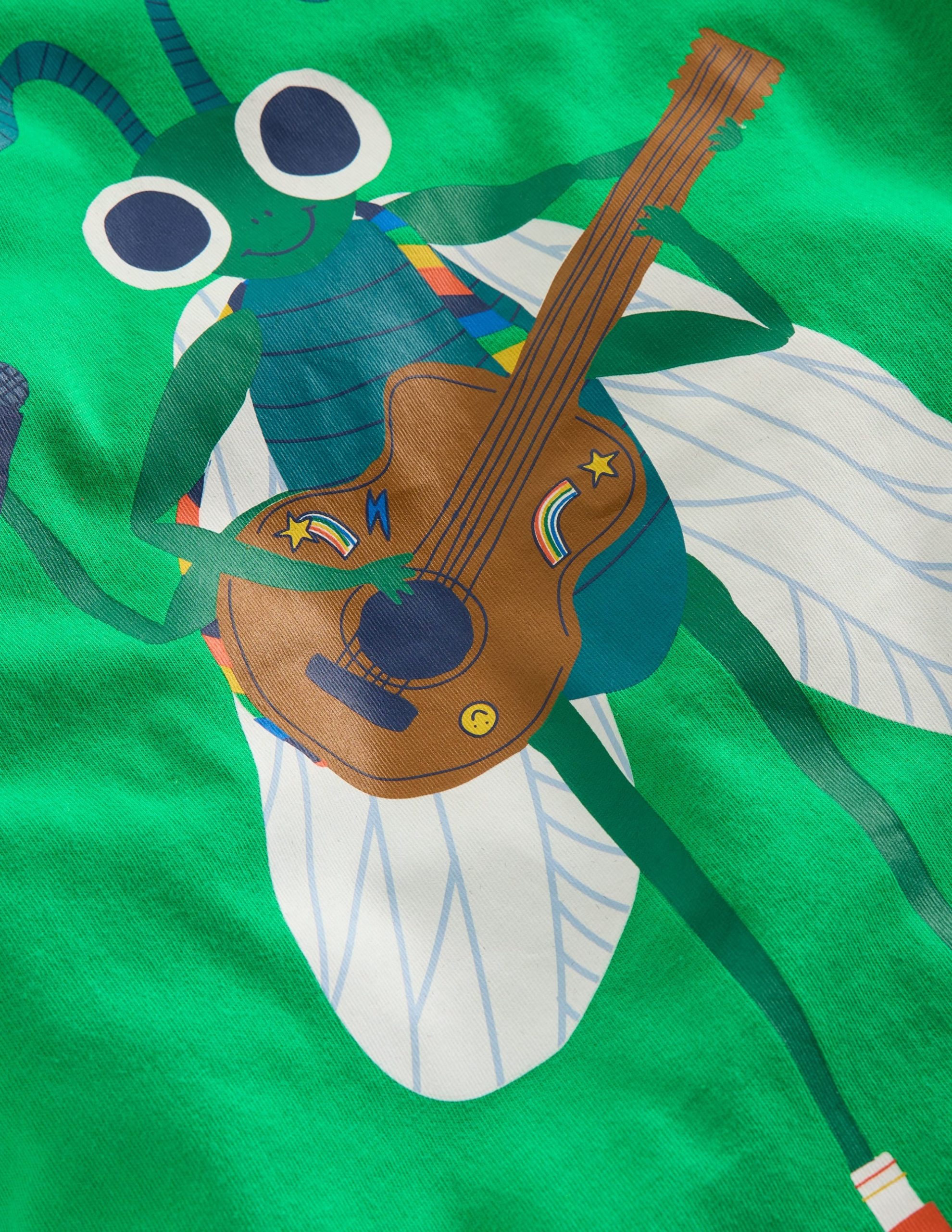 Long Sleeve Novelty T-shirt-Sapling Green Music Bug - Image 3