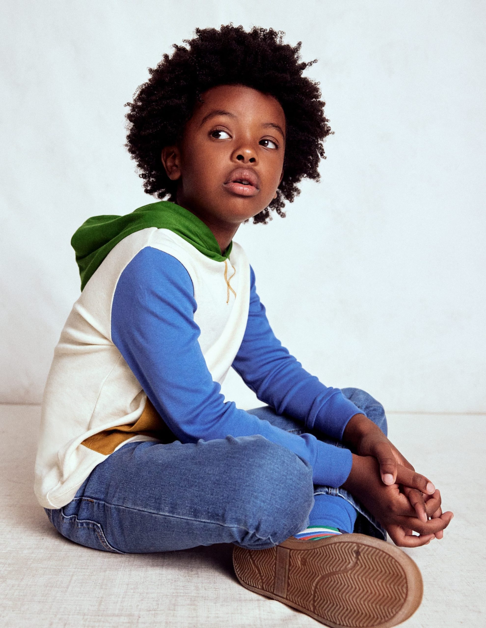 Hooded Mid-weight T-shirt-Oatmeal Marl/ Blue River - Image 4