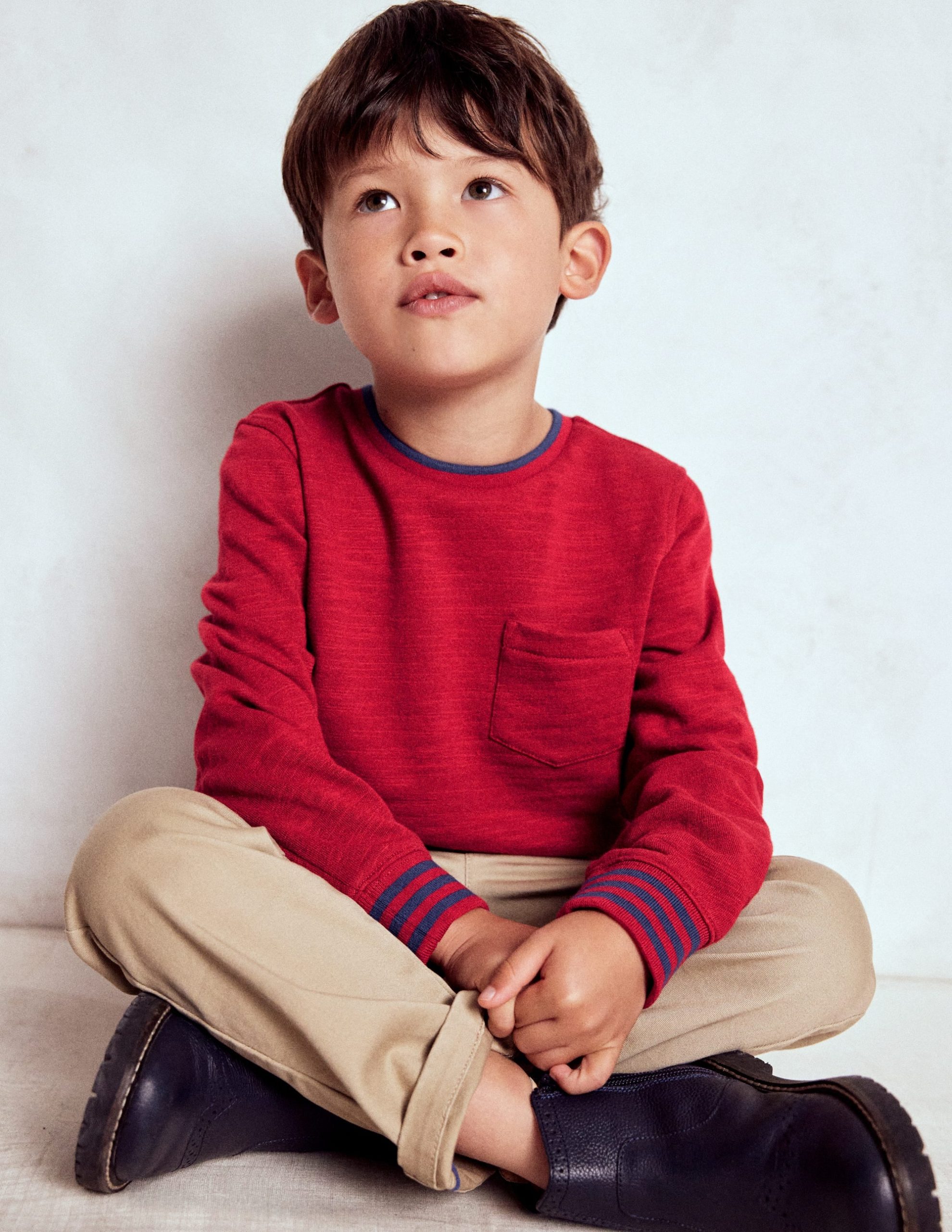 Cosy Mid-weight T-shirt-Red Liquorice/ Sapphire Blue