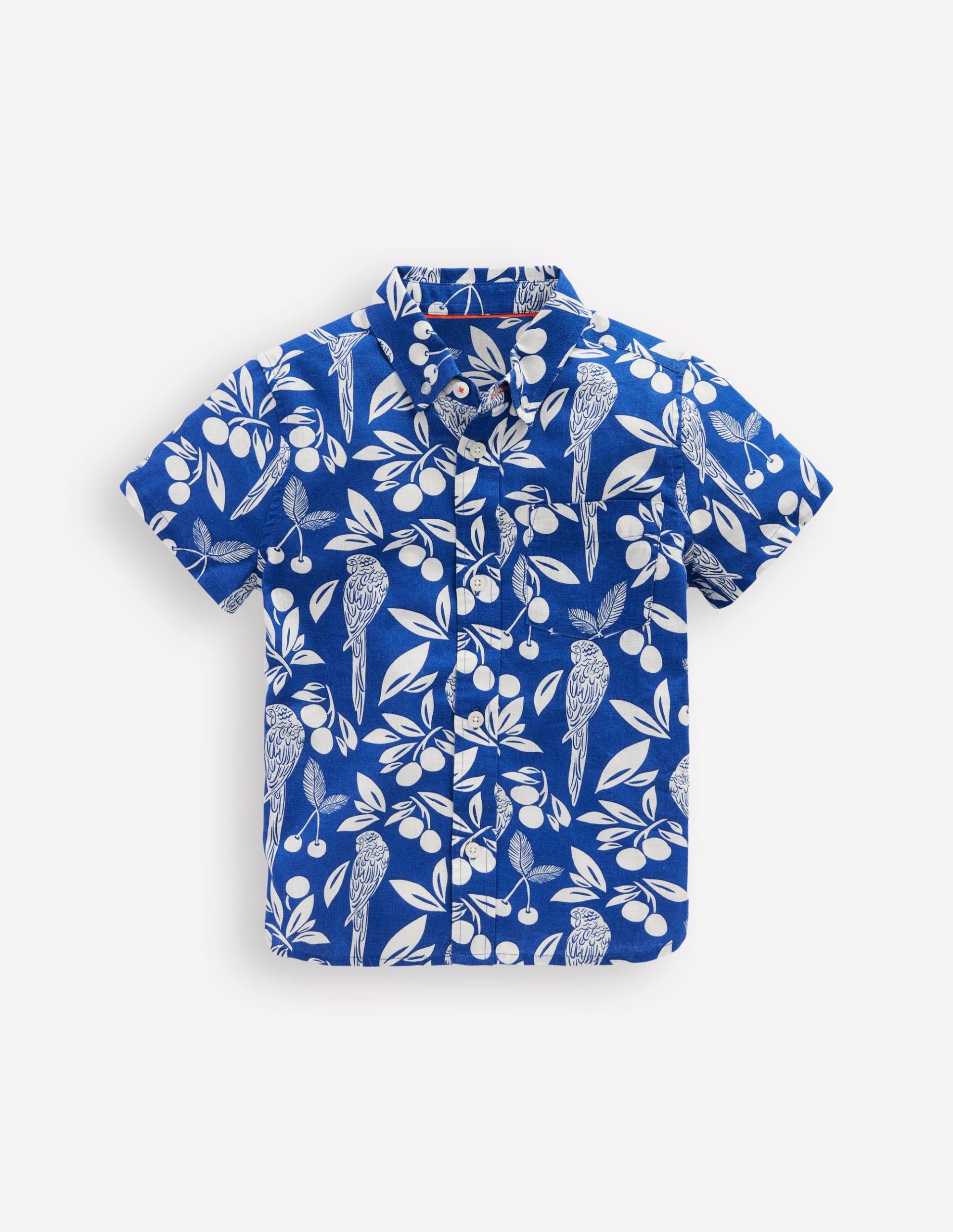 Cotton Linen Shirt-Blue Parrot Palm - Image 6