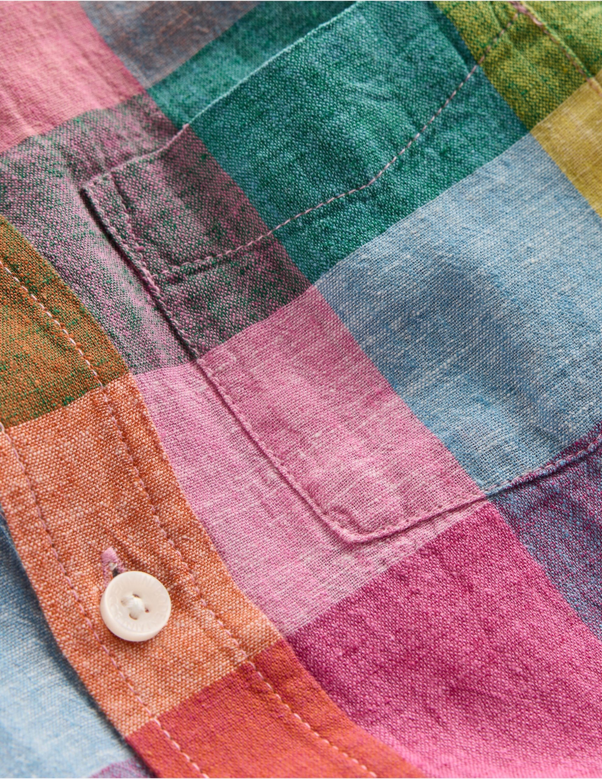 Cotton Linen Shirt-Multi Gingham - Image 3