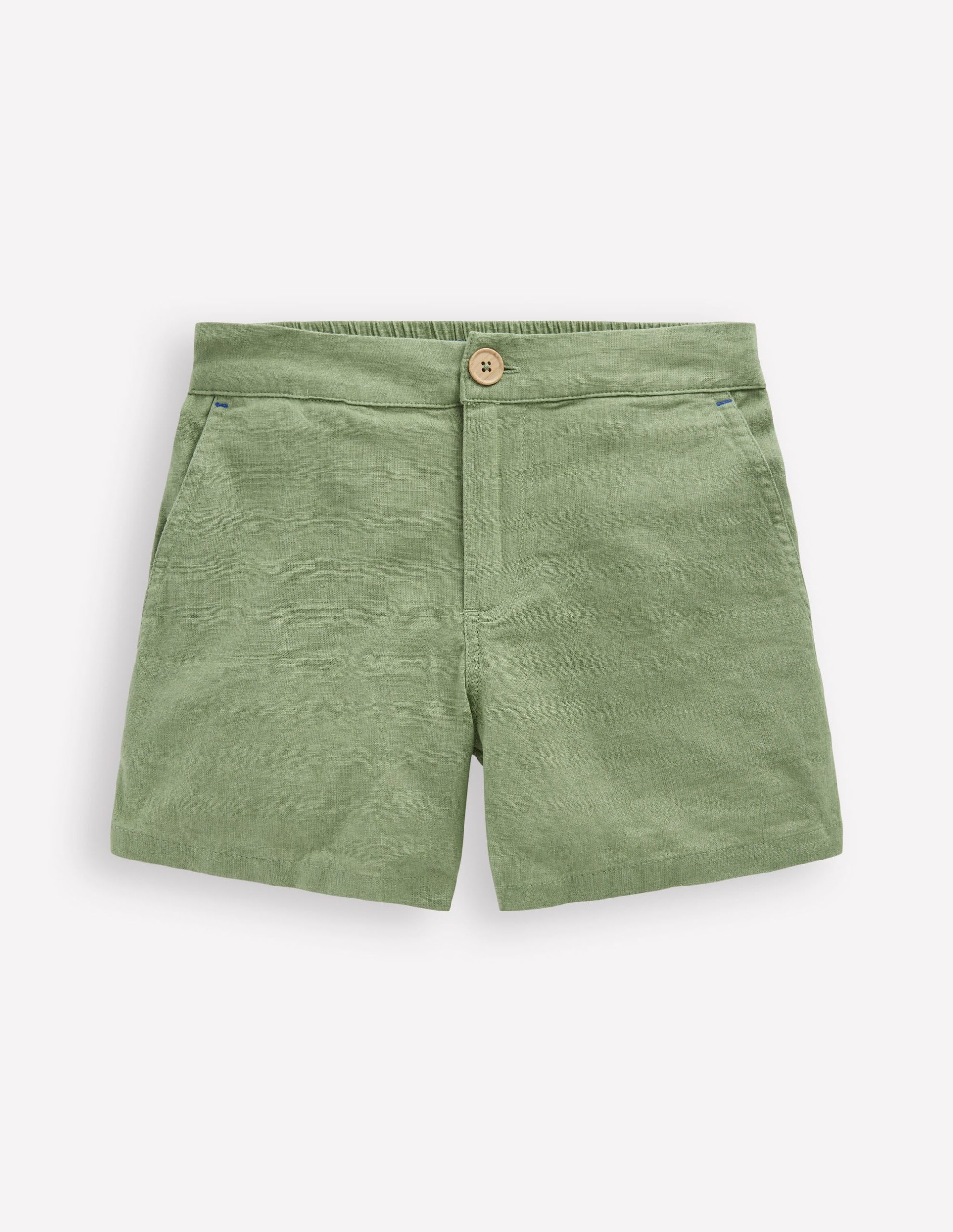 Cotton Linen Shorts-Newt Green