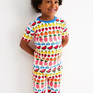 Snug Short John Pajamas-Fruit Stripe