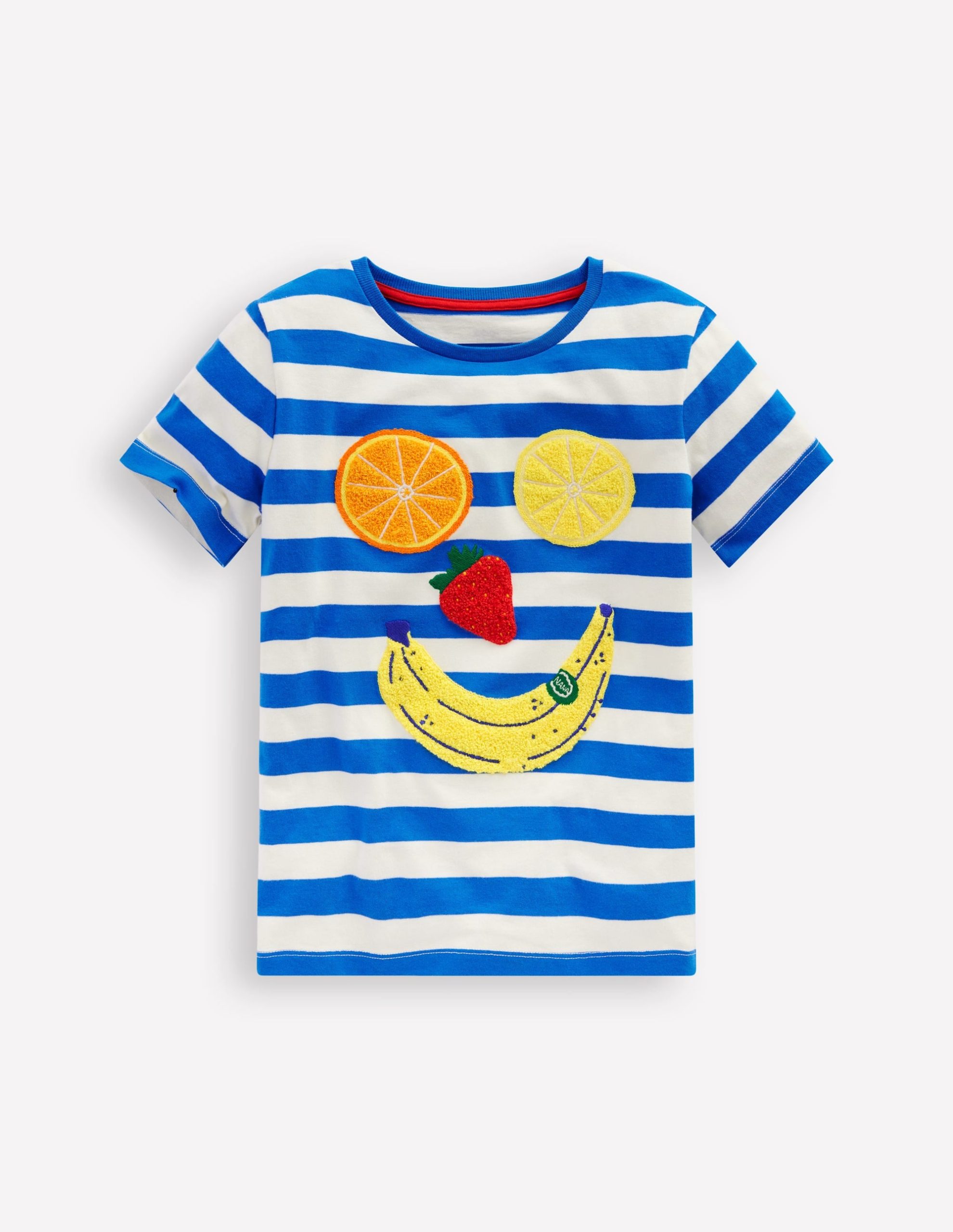 Short Sleeve Boucl?? T-shirt-Gallery Blue/ Ivory Fruit Face - Image 4