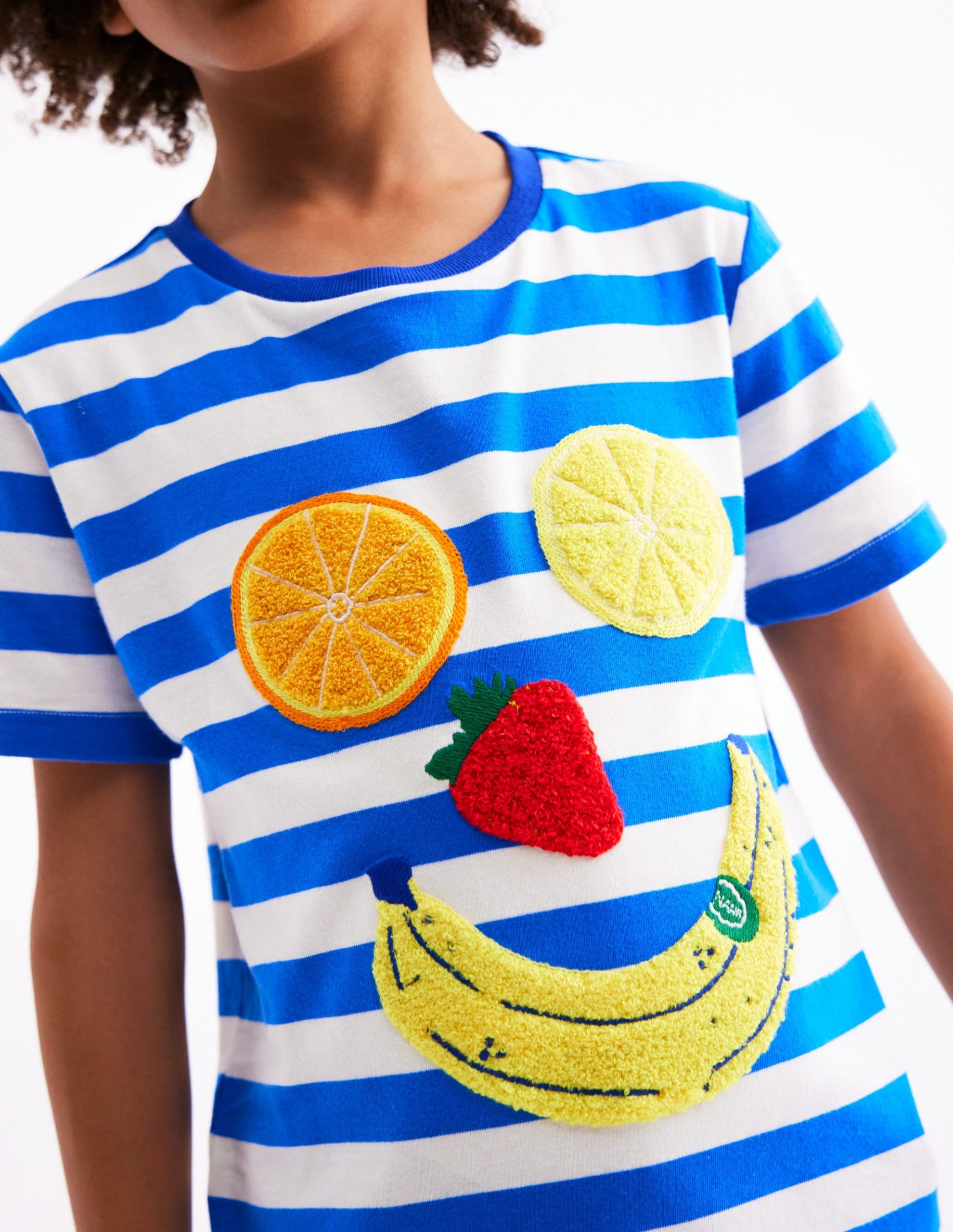 Short Sleeve Boucl?? T-shirt-Gallery Blue/ Ivory Fruit Face - Image 2