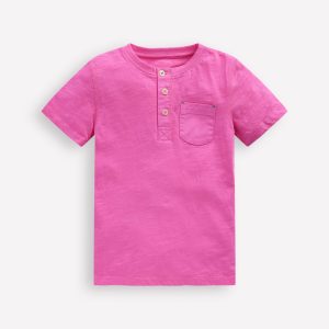 Short Sleeve Henley T-Shirt-Strawberry