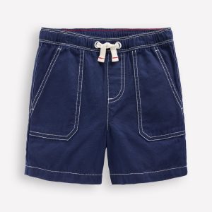 Pull-On Cotton Shorts-Navy