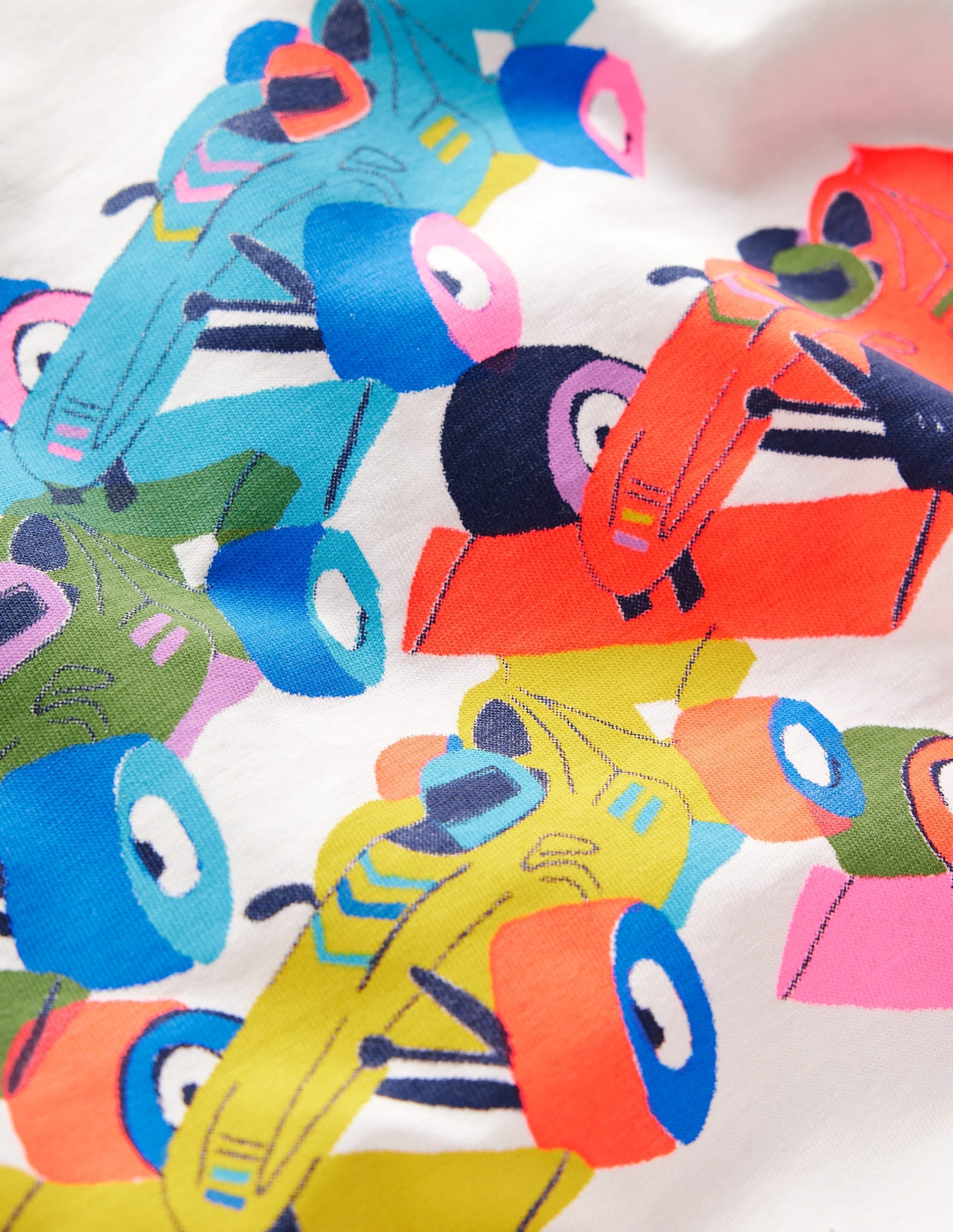 Short Sleeve Riso T-Shirt-Soft Ivory Race Cars - Image 3