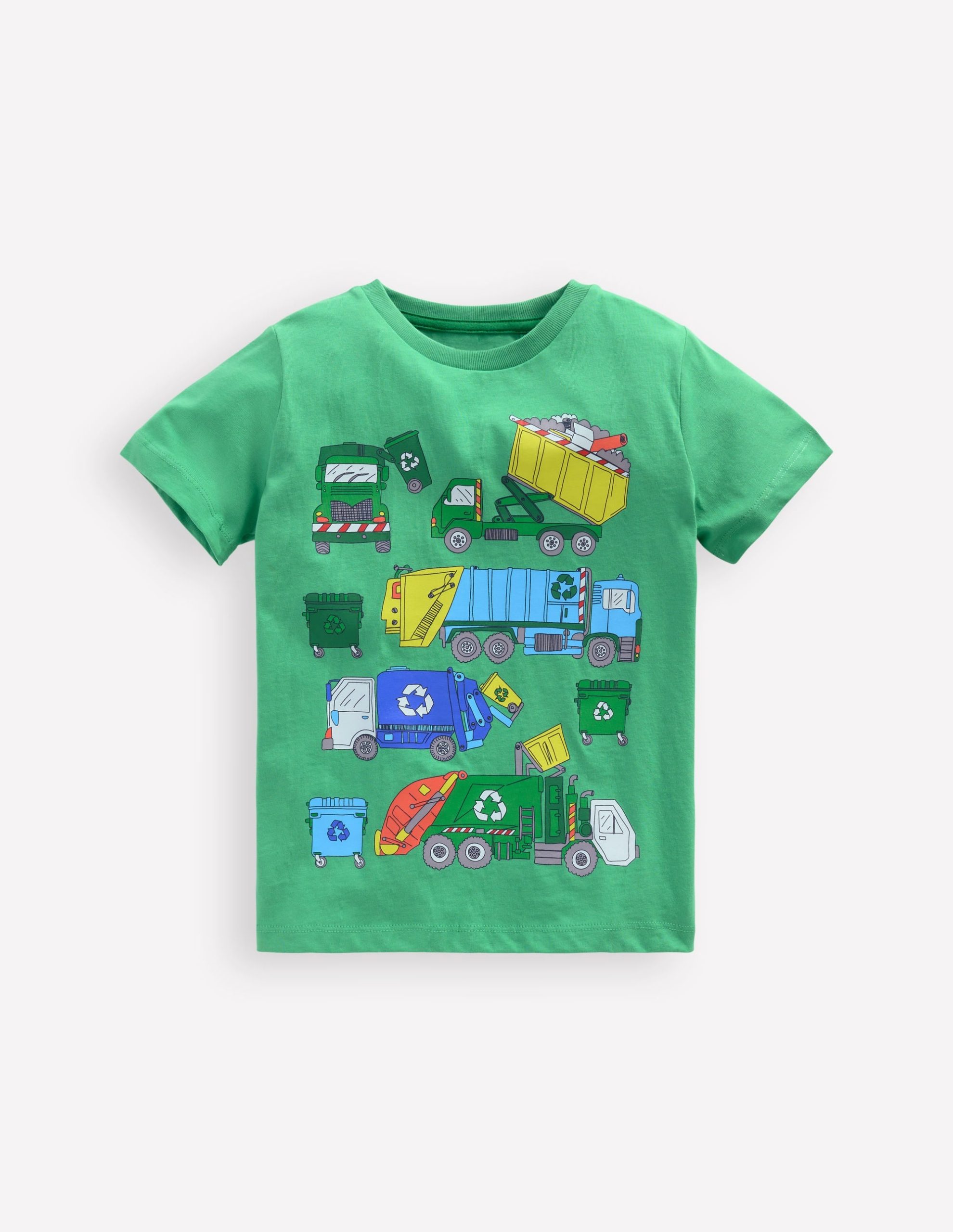 Short Sleeve Graphic T-shirt-Aloe Green Recycling trucks