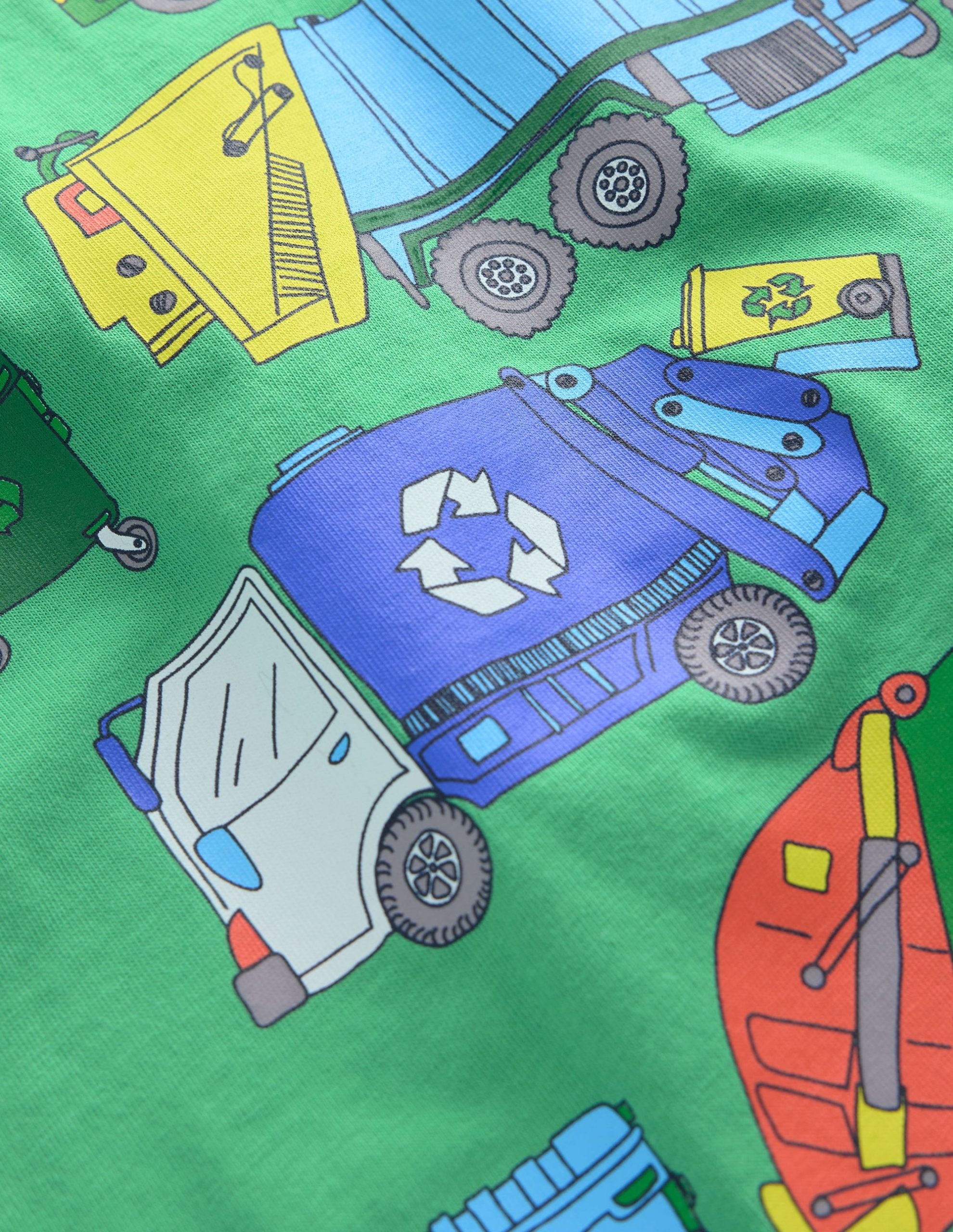 Short Sleeve Graphic T-shirt-Aloe Green Recycling trucks - Image 3