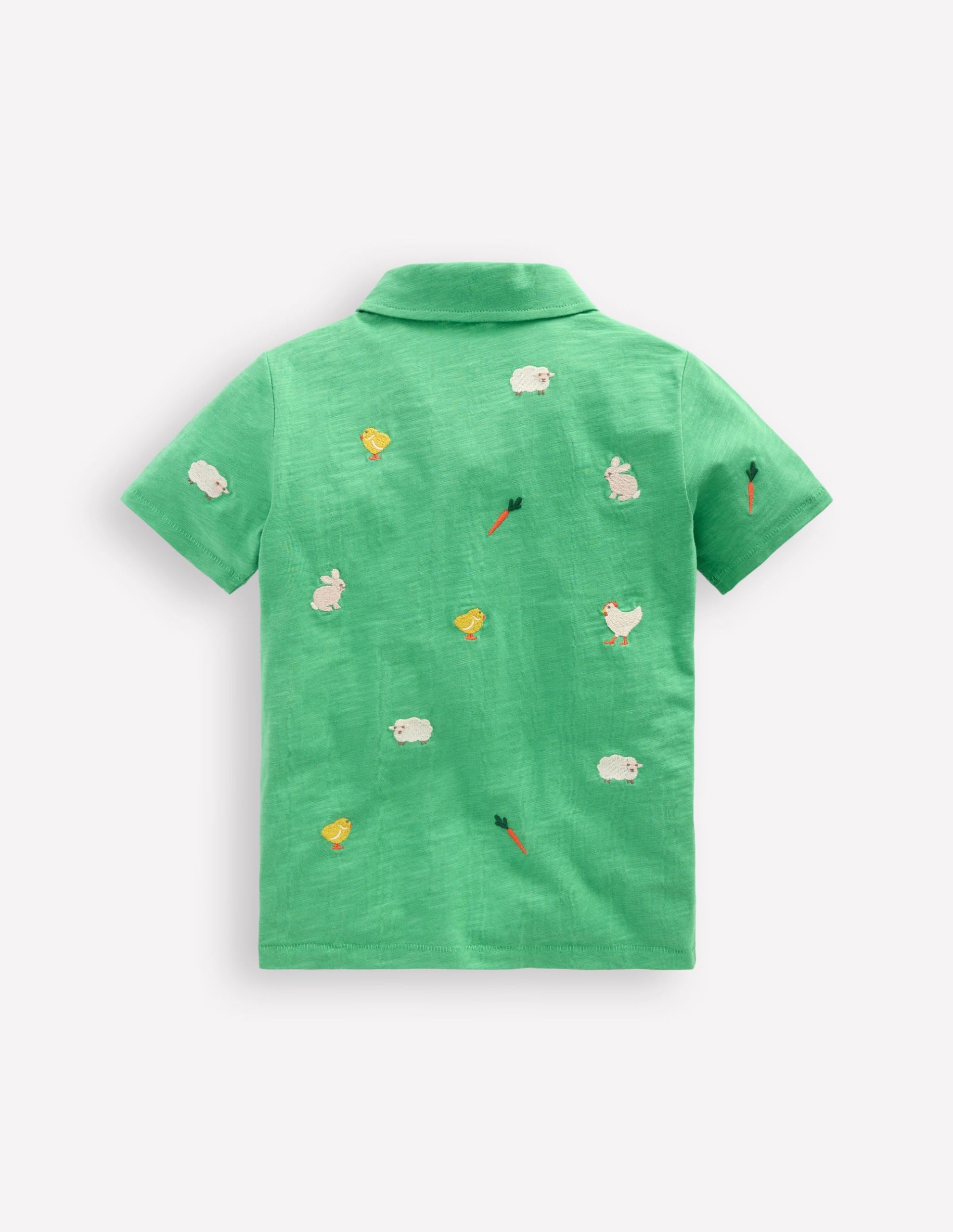 Embroidered Slub Polo Shirt-Easter Multi Embroidery - Image 3