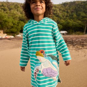 Appliqu?? Towelling Throw-on-Aquamarine Blue Turtle