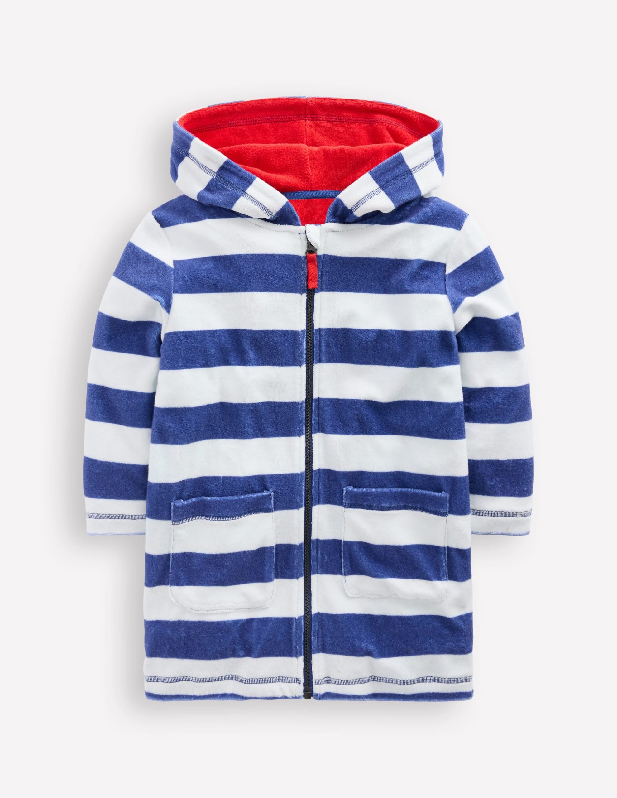 Towelling Zip-Up Throw-On-Sapphire Blue Stripe - Image 3