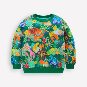 Printed Sweatshirt-Green Multi Jungle
