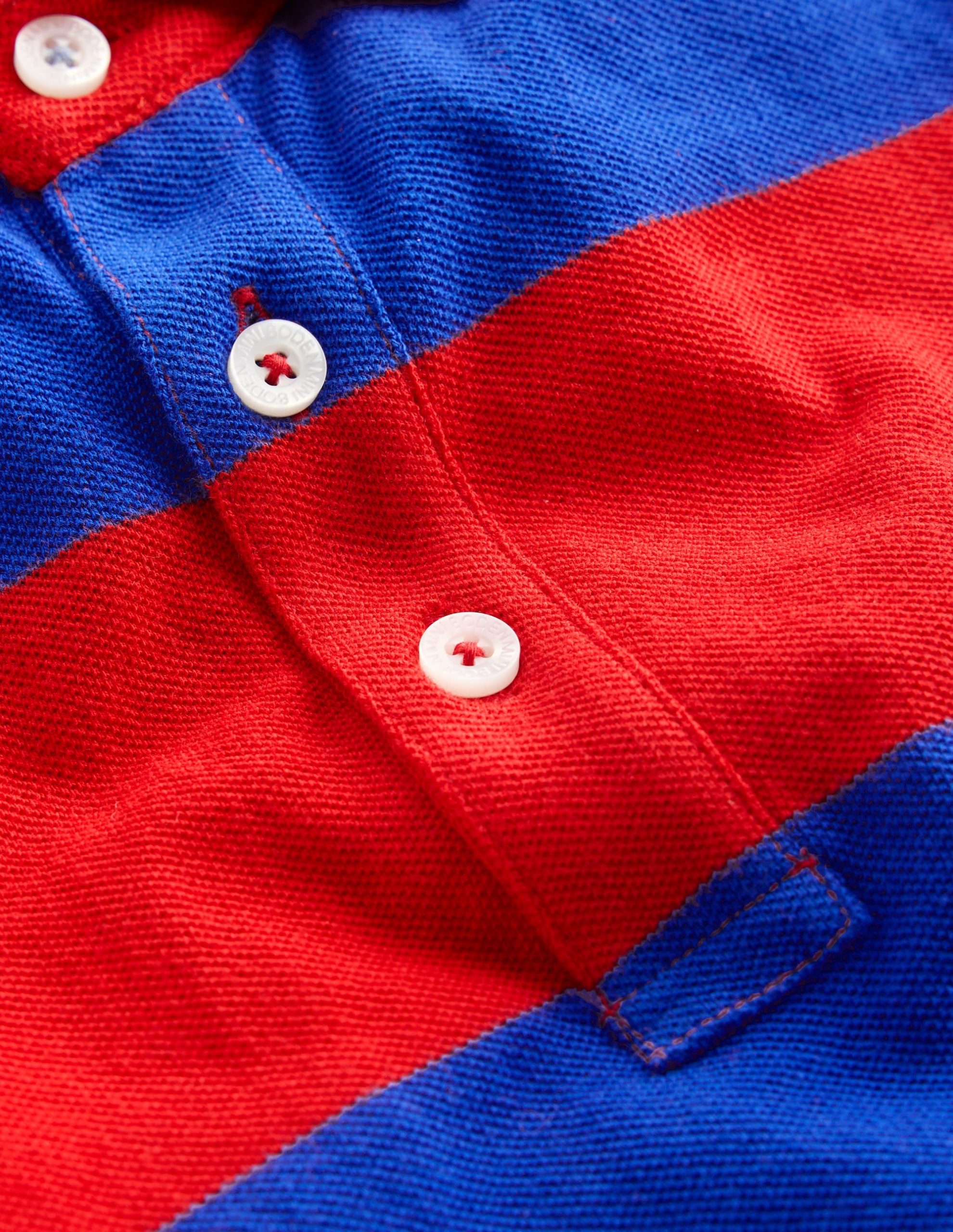 Piqu?? Polo Shirt-Poppy Red/ Gallery Blue Stripe - Image 3