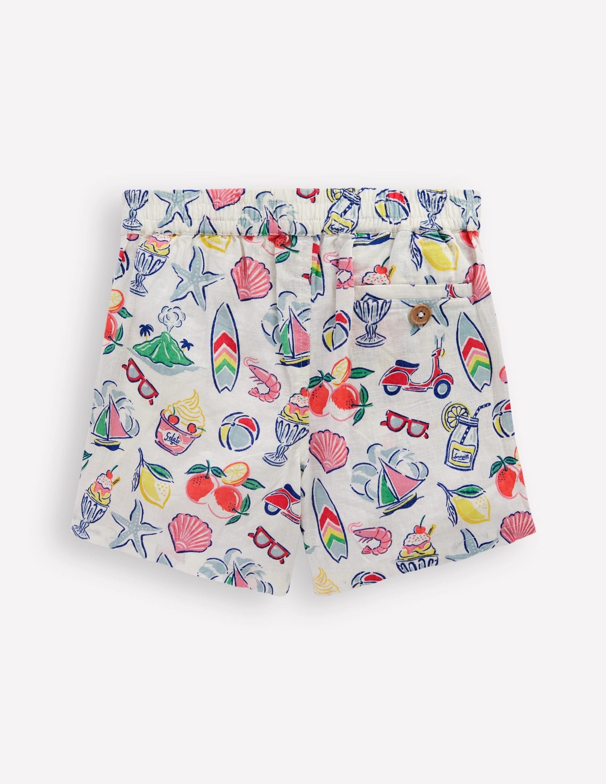 Cotton Linen Shorts-Ivory Holiday Print - Image 2