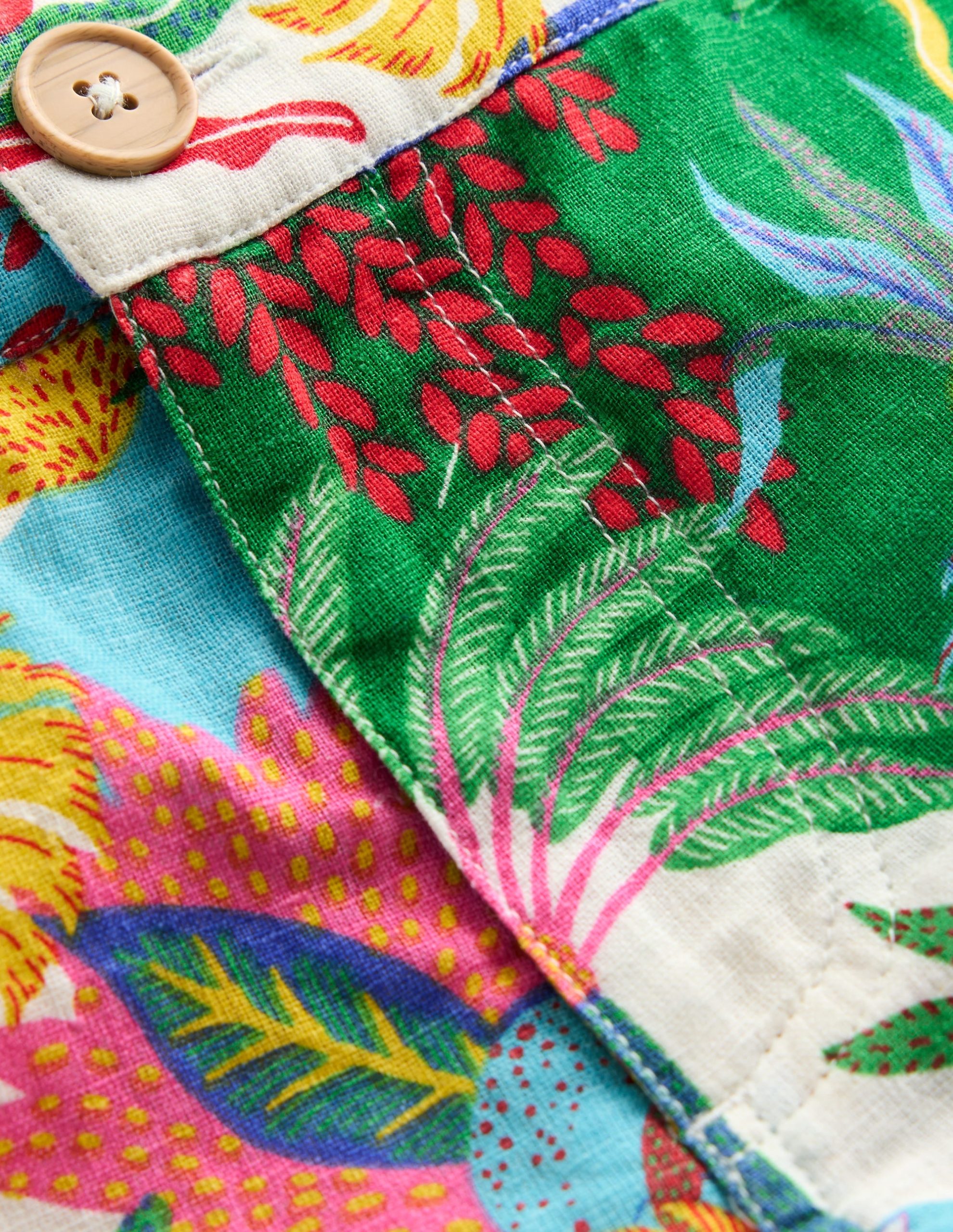 Cotton Linen Shorts-Ivory Multi Jungle - Image 4