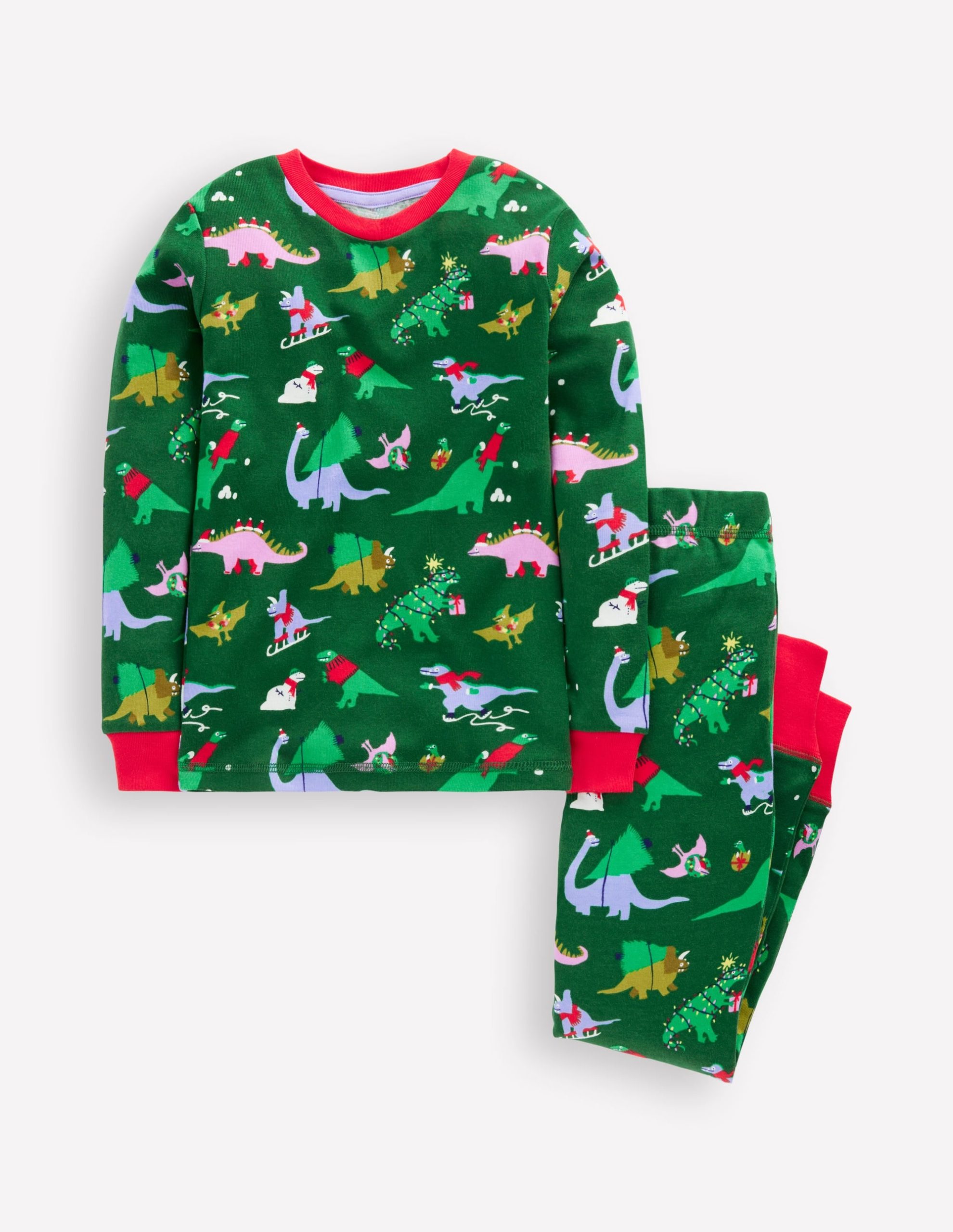 Snug Long John Pajamas-Eden Christmas Dinos