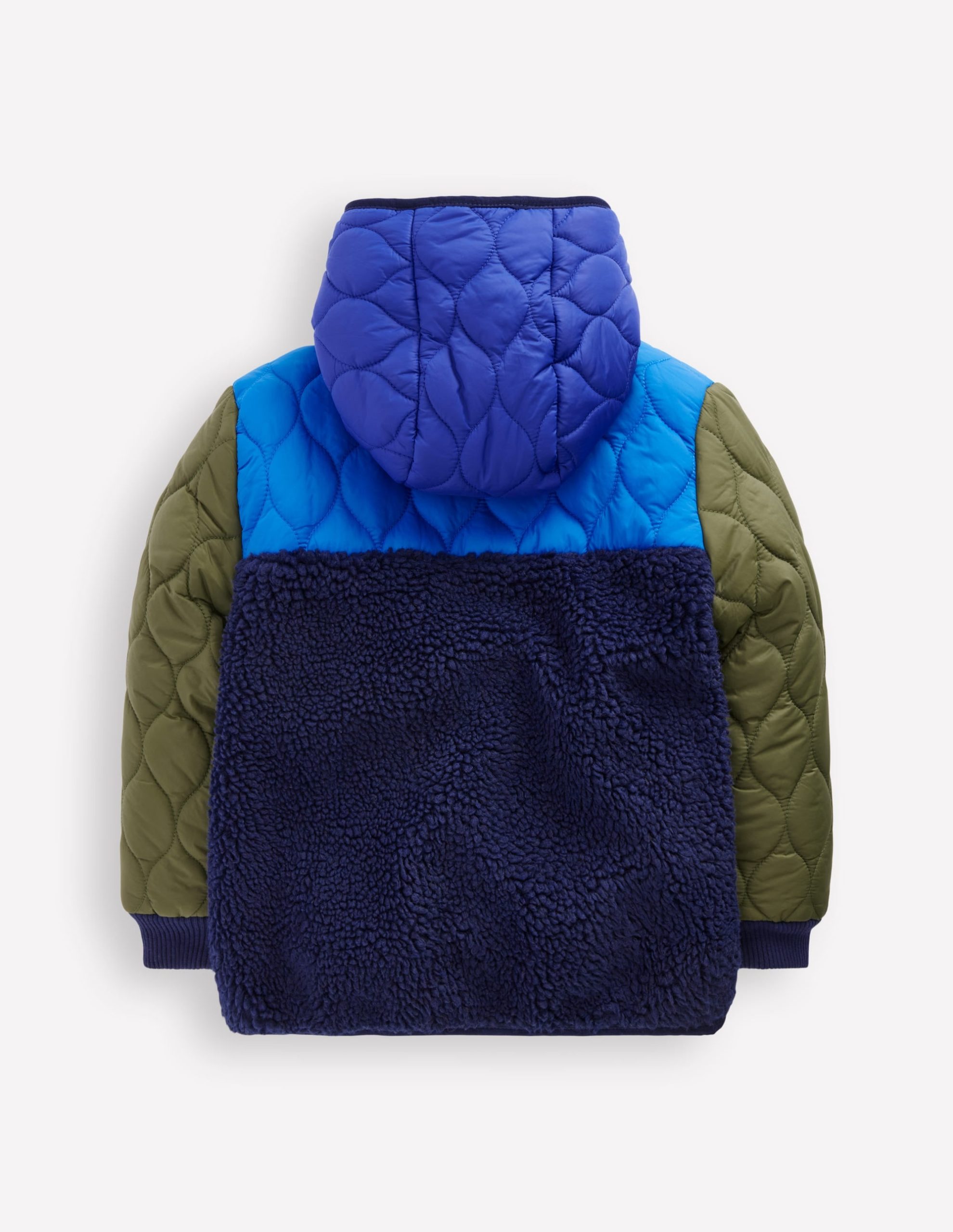 Quilted Borg Jacket-Classic Khaki Colourblock - Image 5