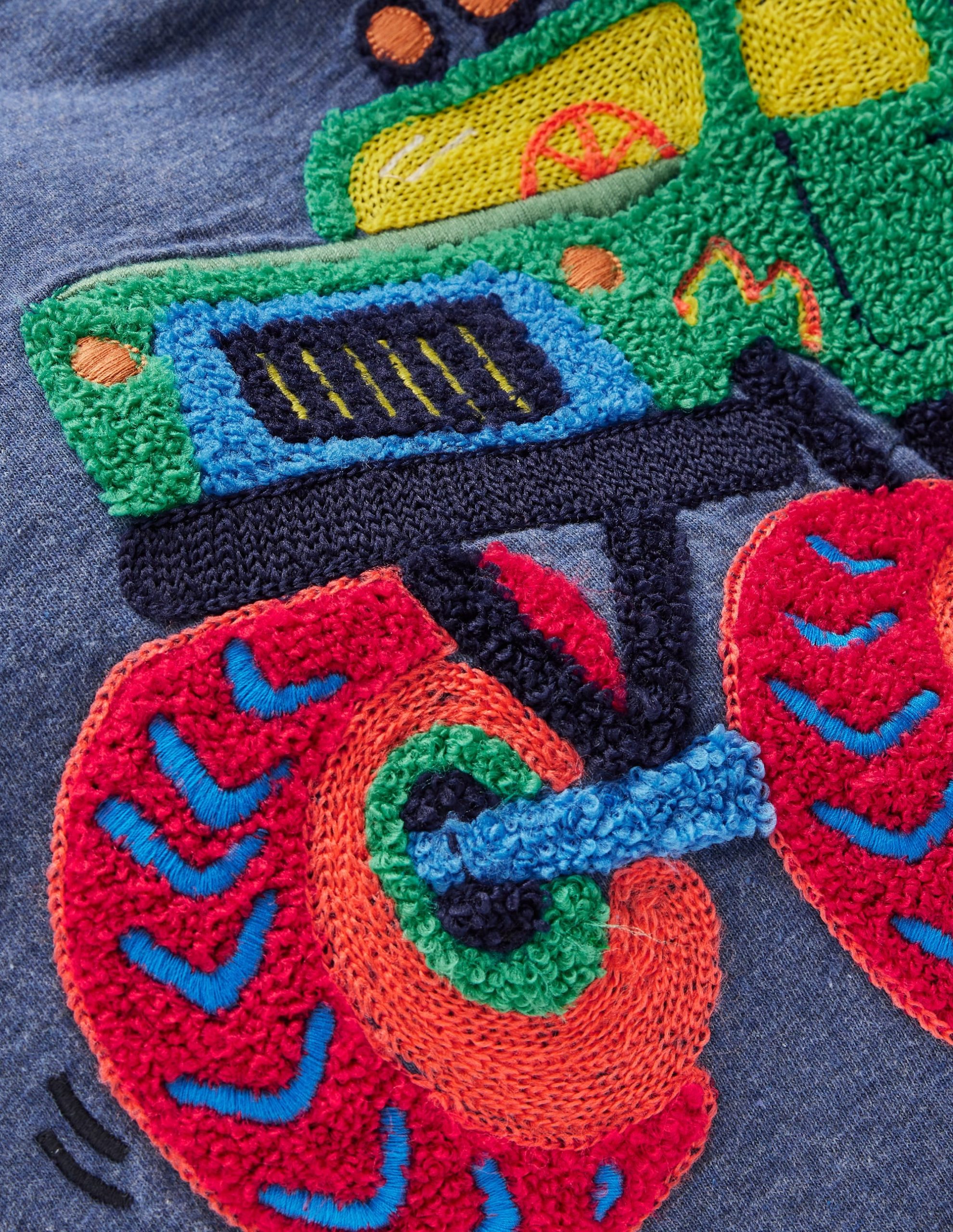 Long Sleeve Boucl?? T-shirt-Denim Marl Monster Truck - Image 3