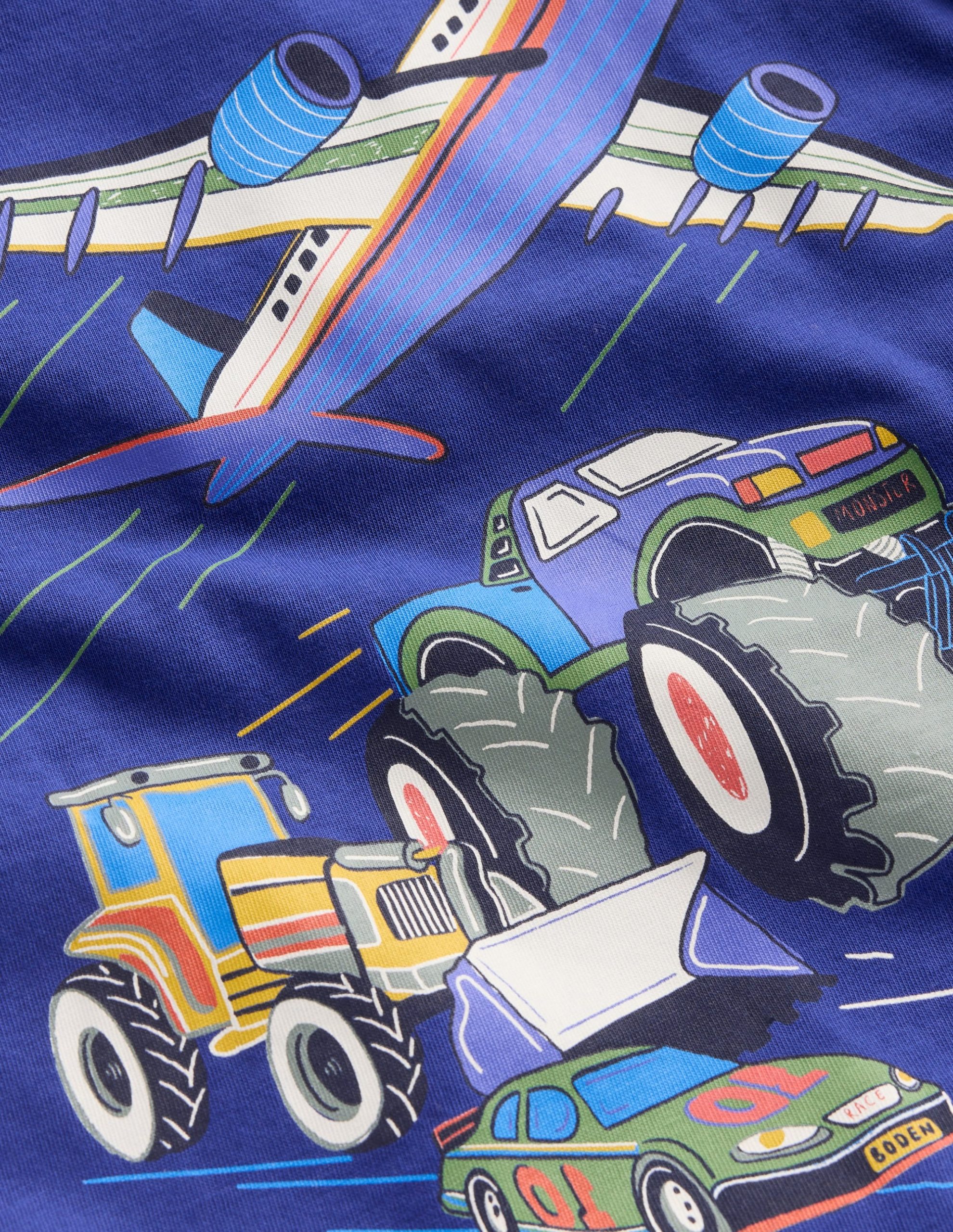 Long Sleeve Printed T-shirt-Sapphire Blue Vehicles - Image 2
