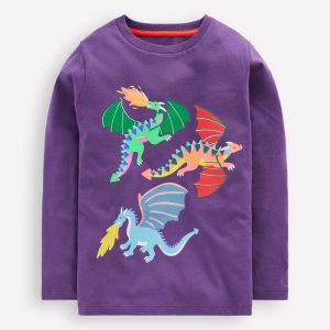 Long Sleeve Riso T-shirt-Mystic Purple Dragons