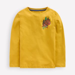 Front & Back Printed T-shirt-Oil Yellow Mountain Animals