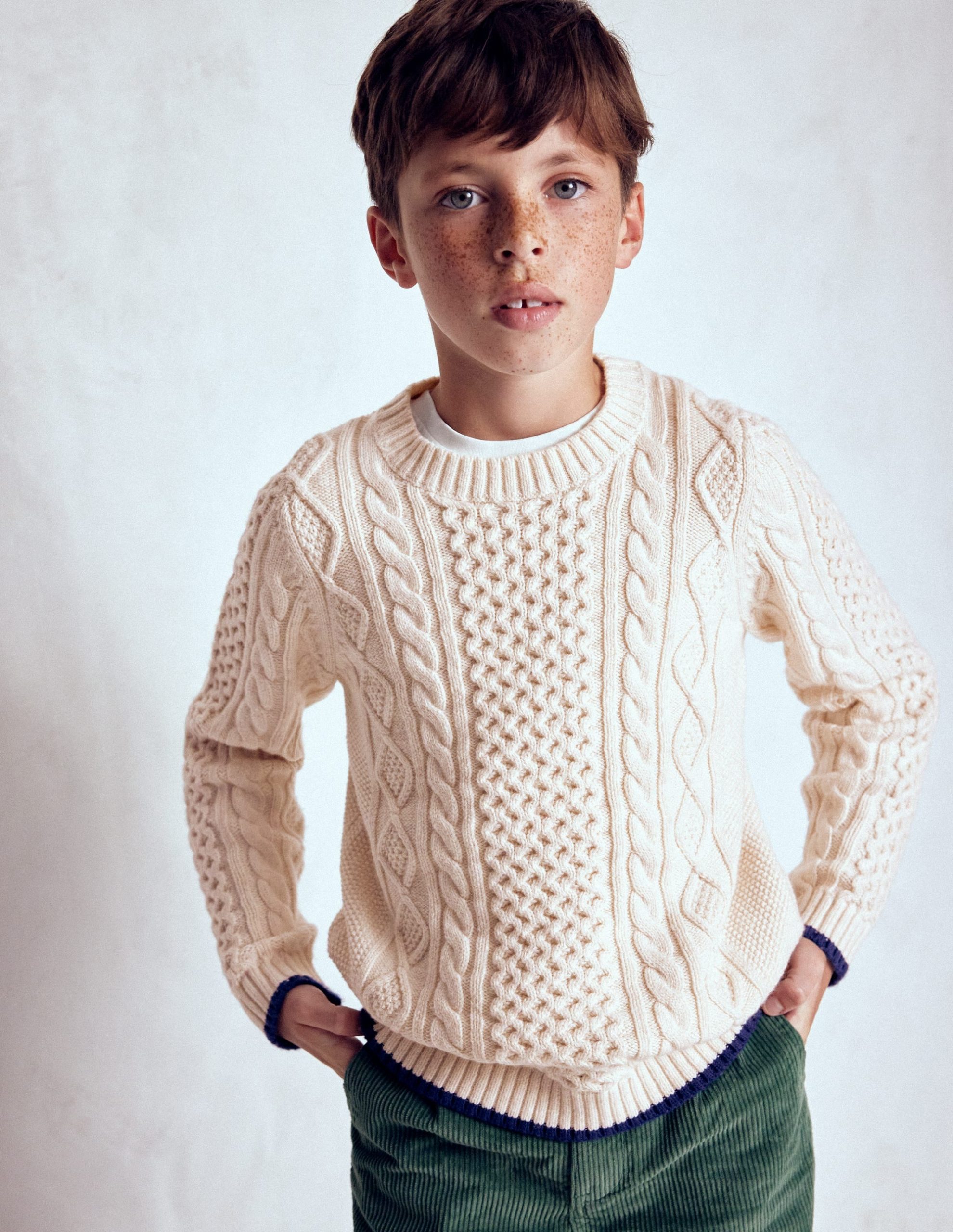 Heritage Cable Jumper-Ecru Marl - Image 4