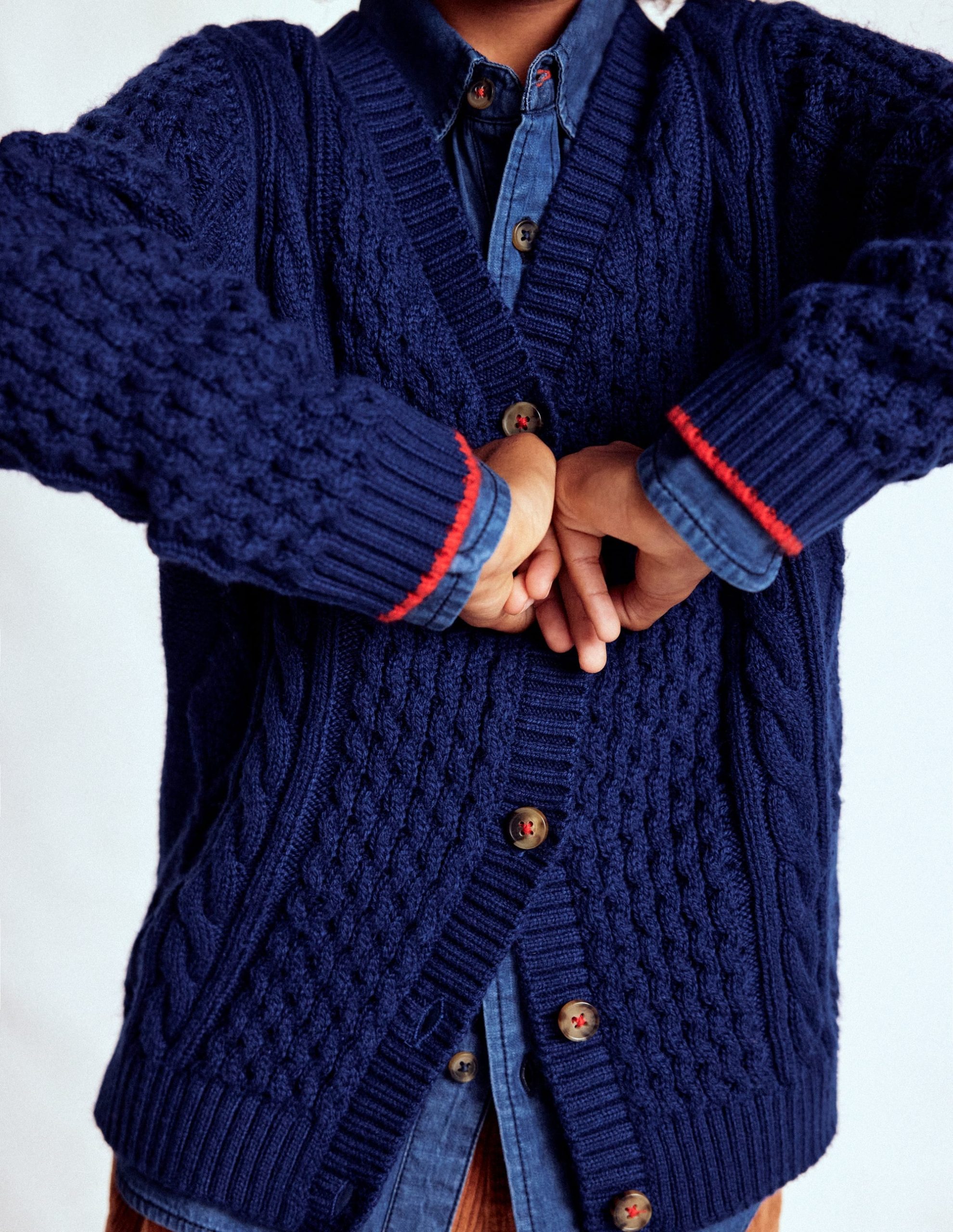 Heritage Cable Cardigan-College Navy - Image 2