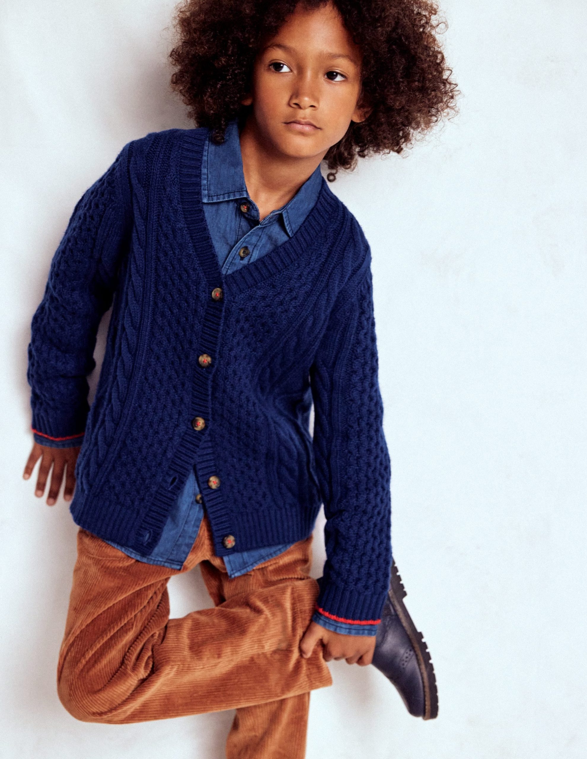 Heritage Cable Cardigan-College Navy - Image 3