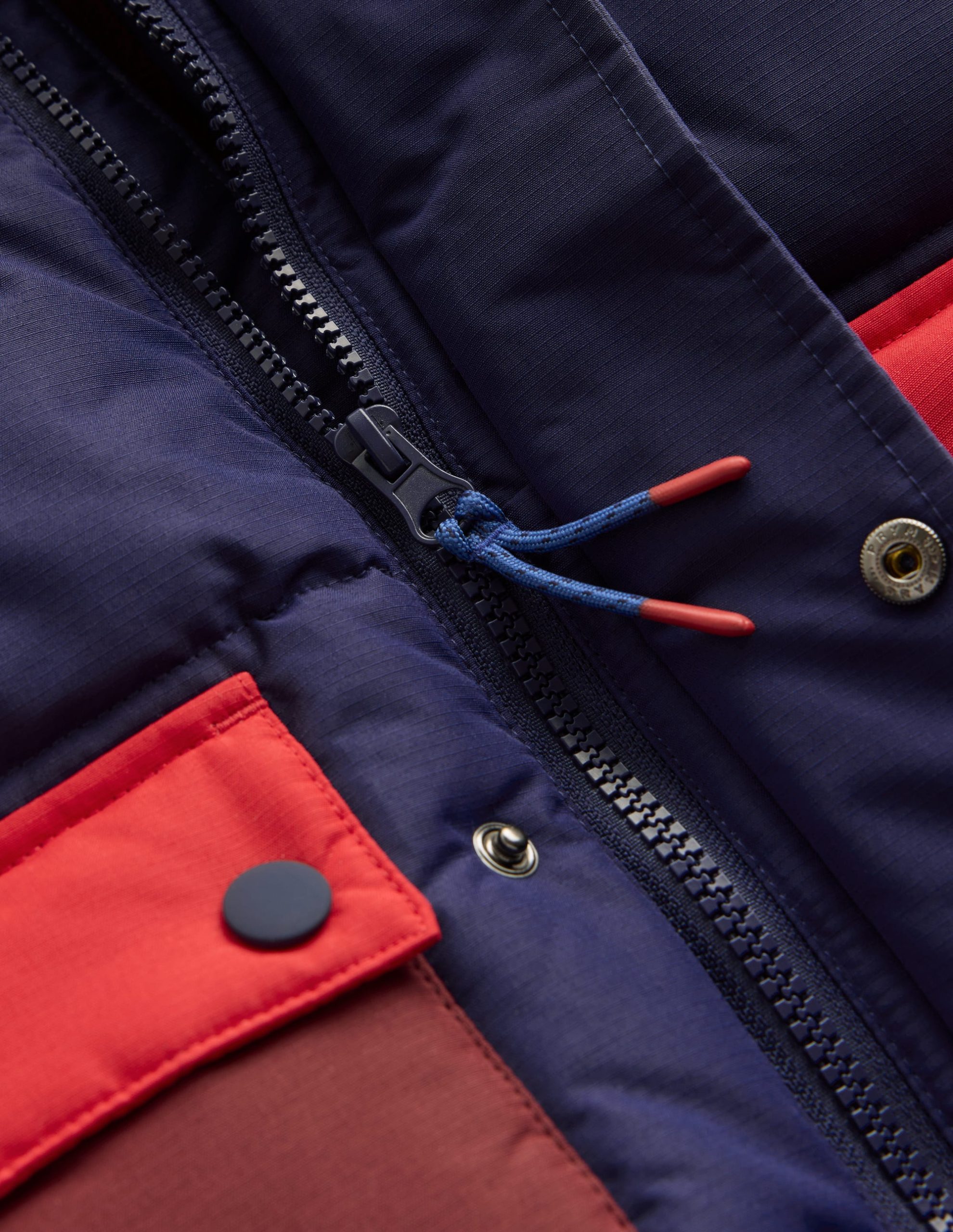 Fleece Lined Padded Coat-Navy Colourblock - Image 4