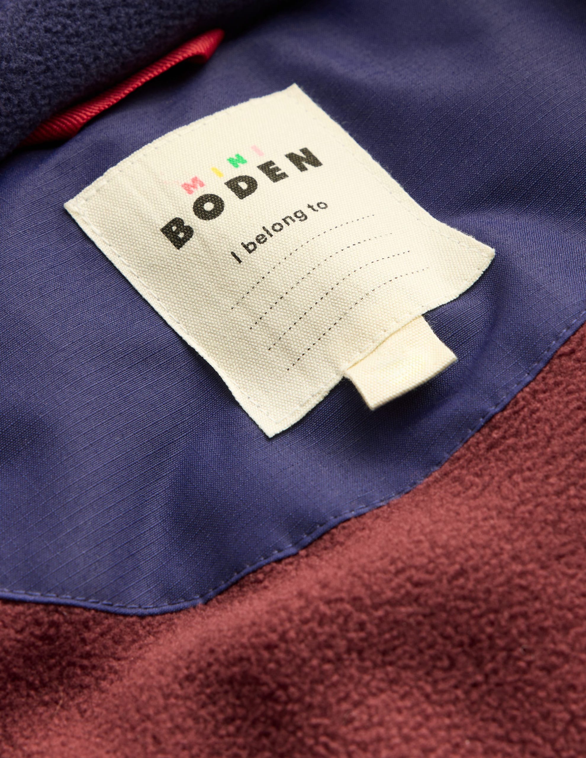 Fleece Lined Padded Coat-Navy Colourblock - Image 5