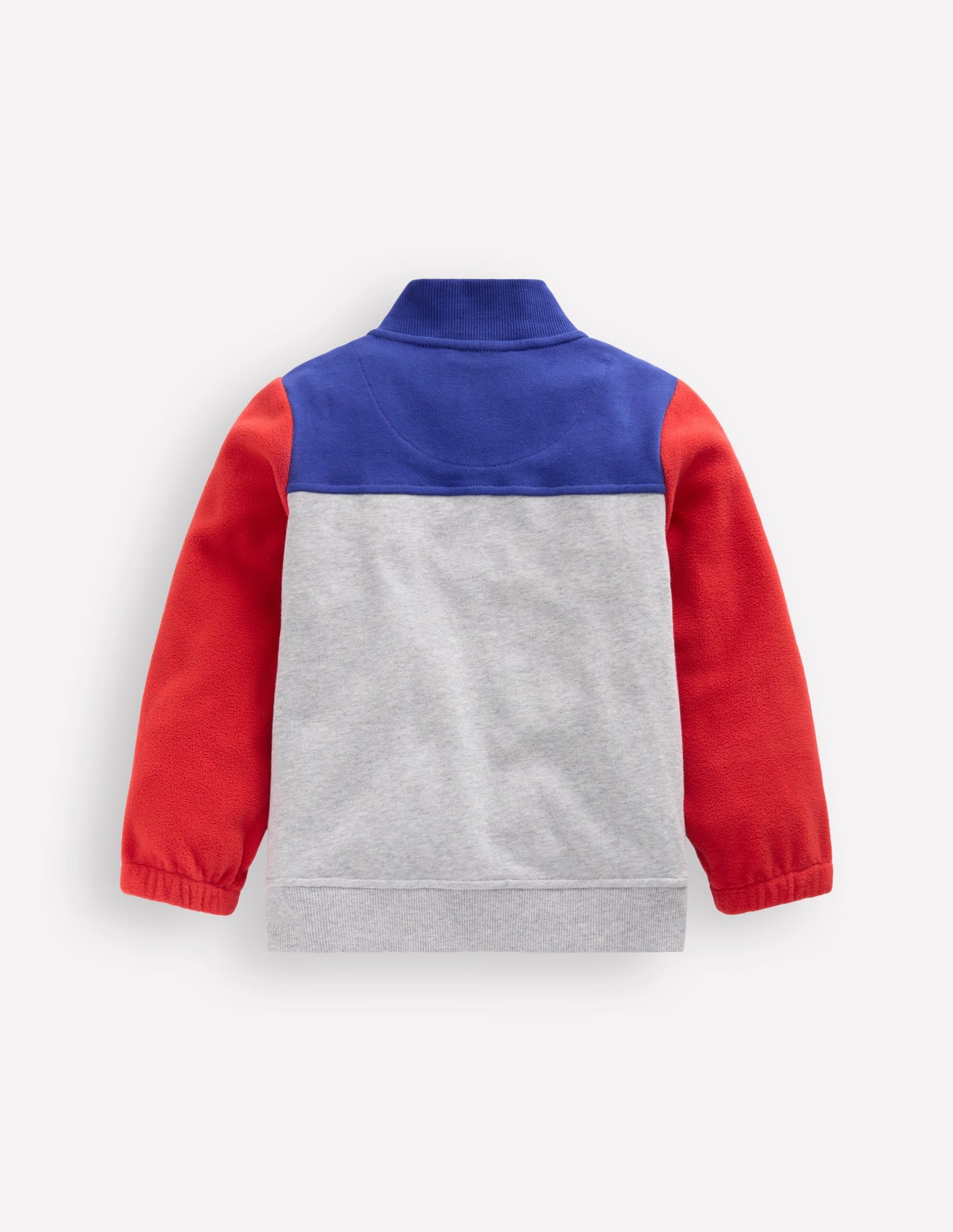Cosy Zip Through Sweatshirt-Grey Marl Colourblock - Image 2