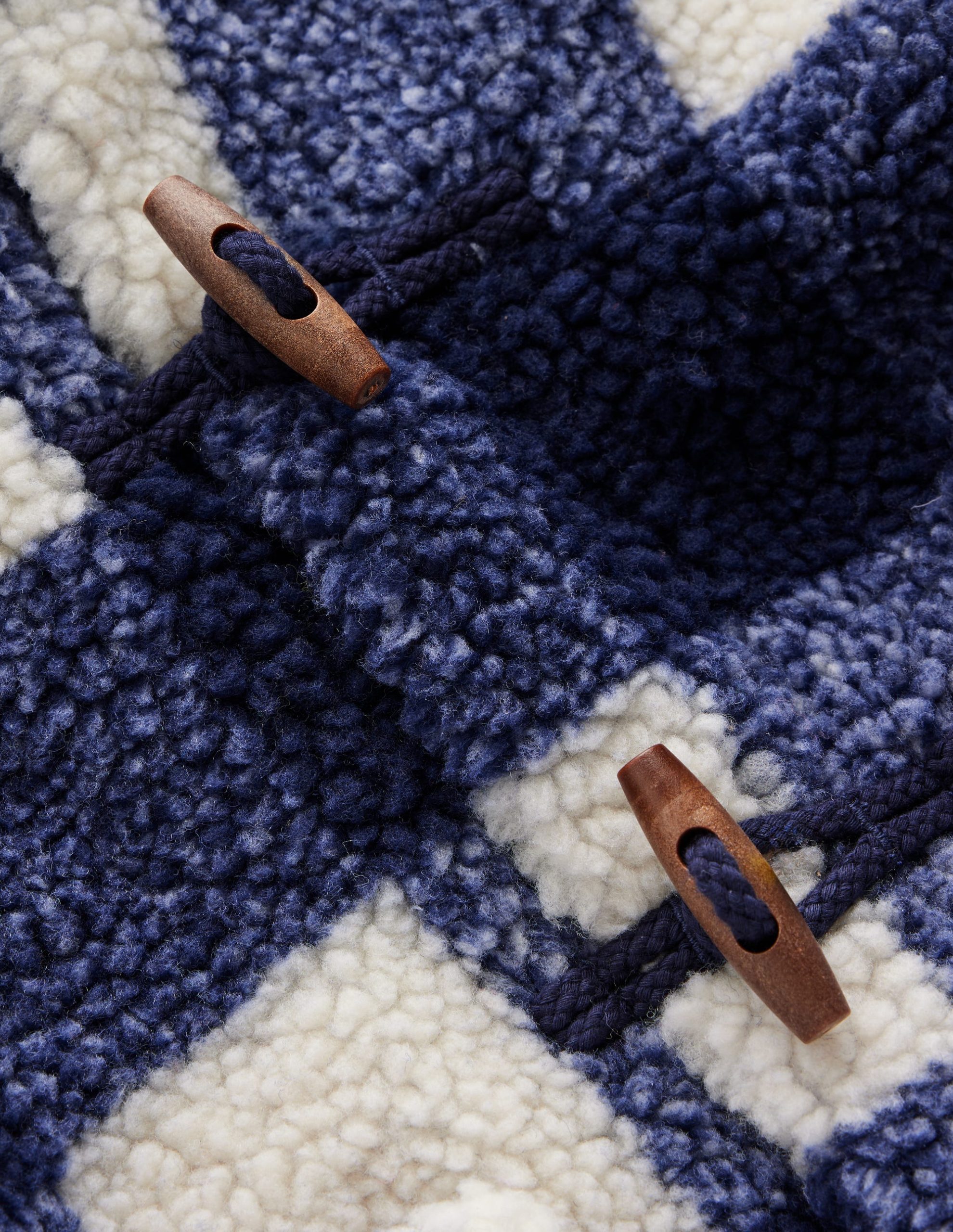 Borg Duffle Coat-Navy Gingham - Image 3