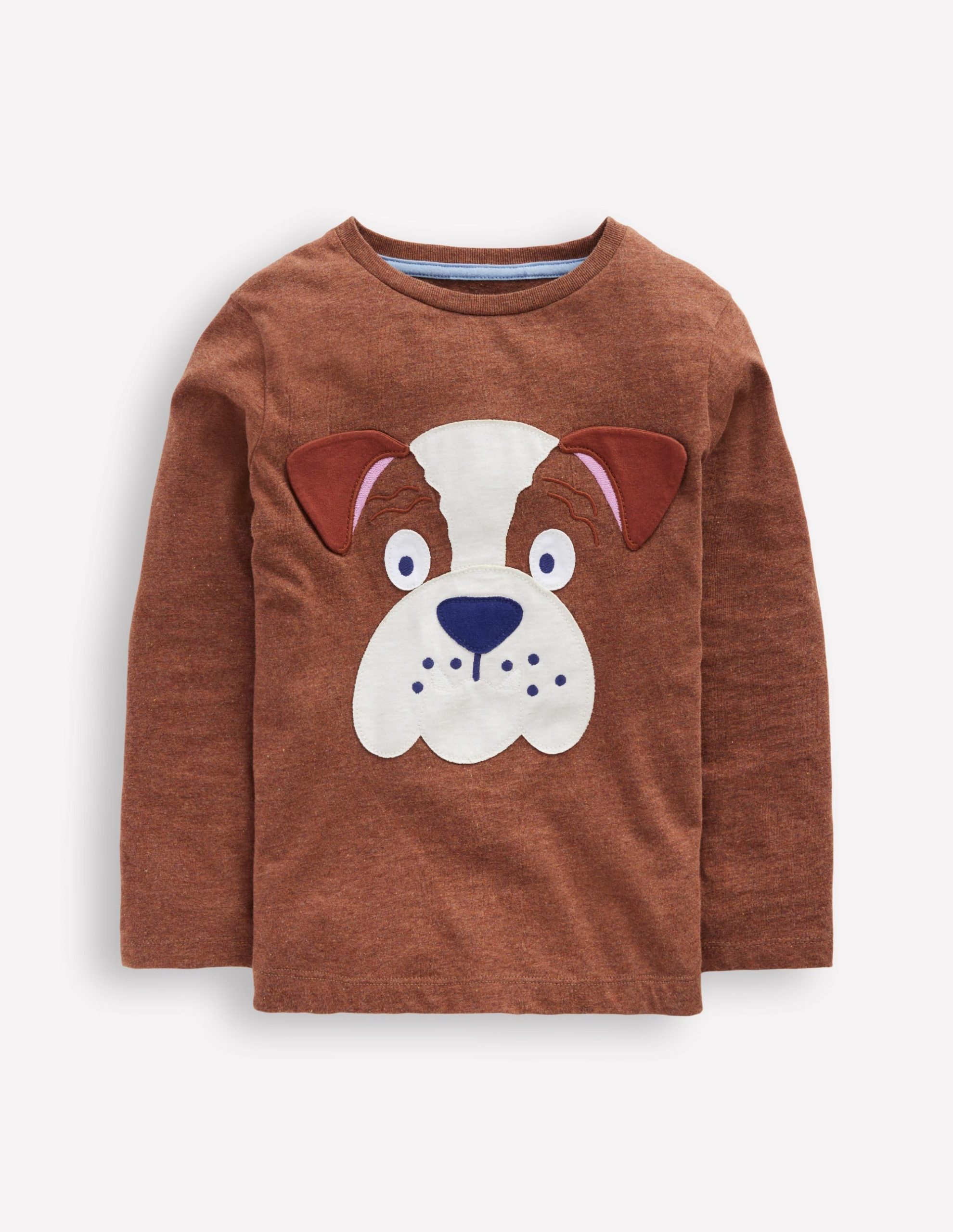 Fun Applique T-Shirt-Brown Marl Bulldog - Image 2