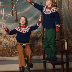 Cable Fair Isle Sweater-Medieval Blue