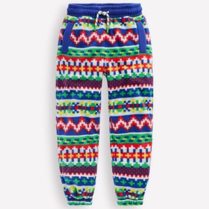 Cosy Fleece Sweatpants-Multi Jacquard