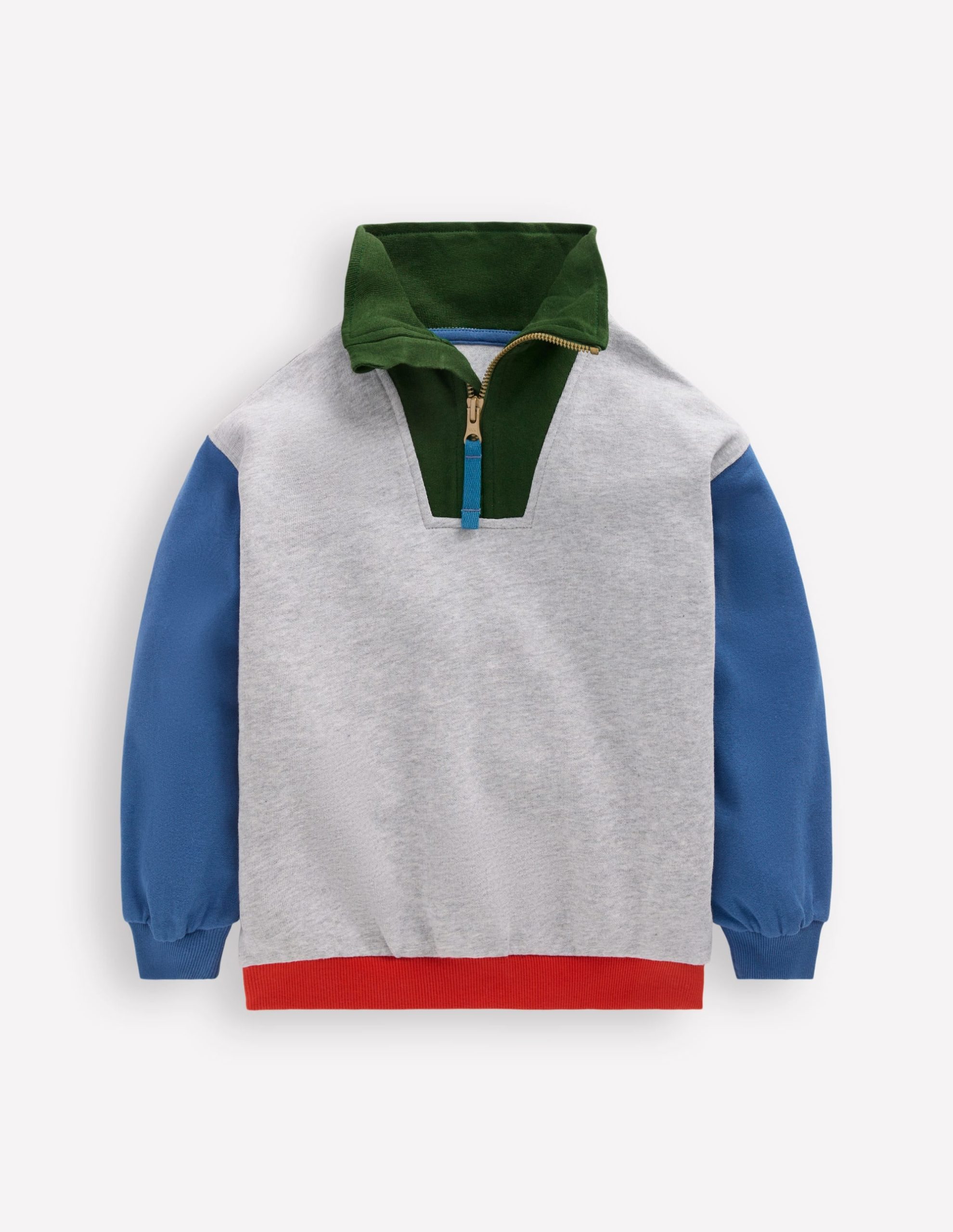 Half-Zip Sweatshirt-Grey Marl Colourblock - Image 6