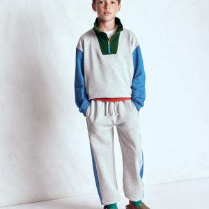 Half-Zip Sweatshirt-Grey Marl Colourblock