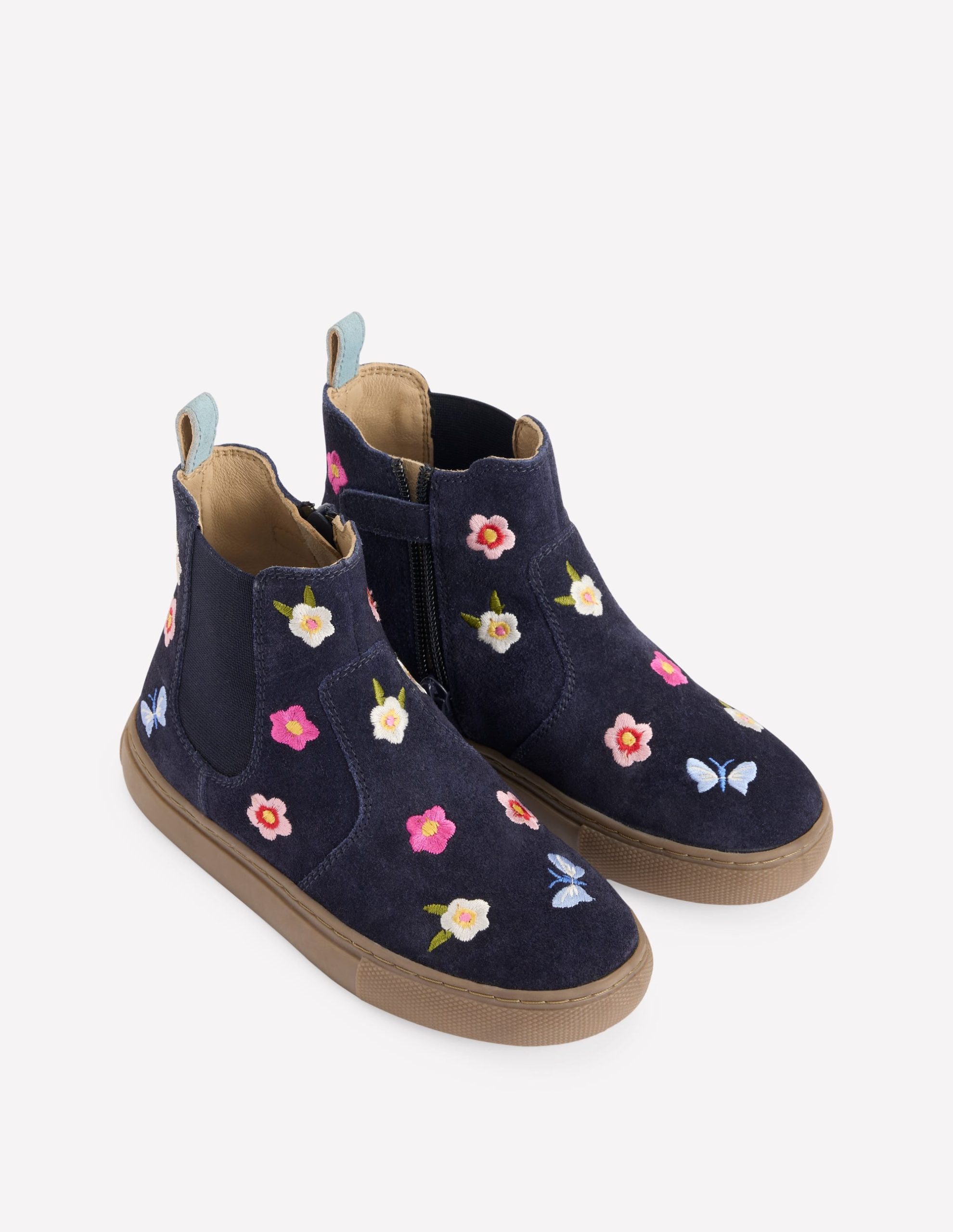 Embroidered Ankle Boots-Navy Floral Embroidery - Image 2