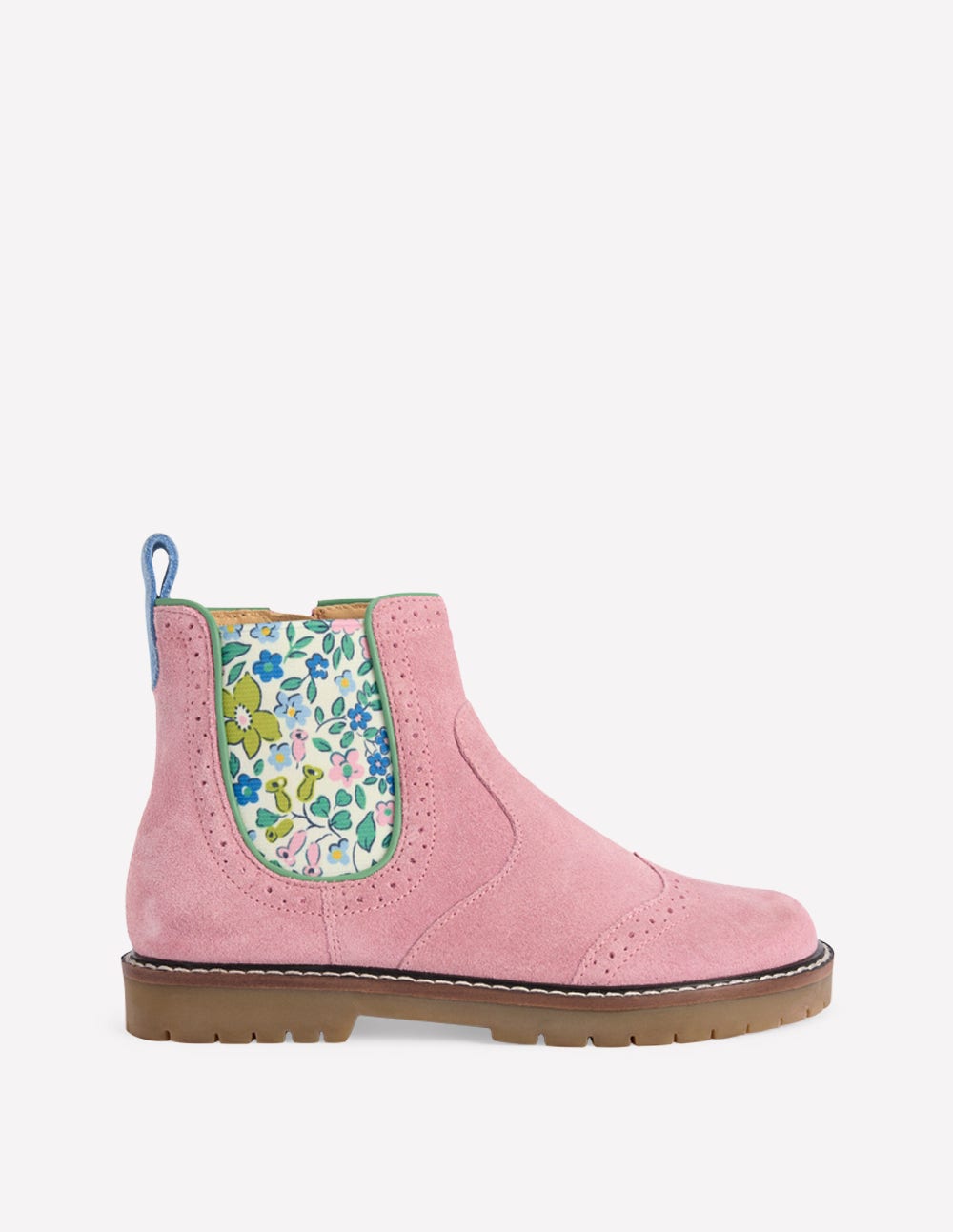 Leather Chelsea Boots-Pink Floral