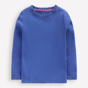 Ribbed Long Sleeve T-shirt-Bluejay