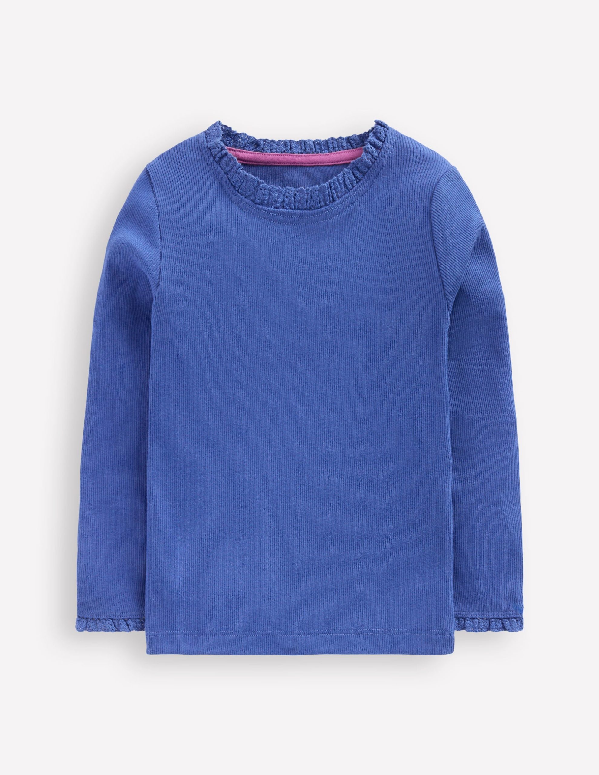 Ribbed Long Sleeve T-shirt-Bluejay