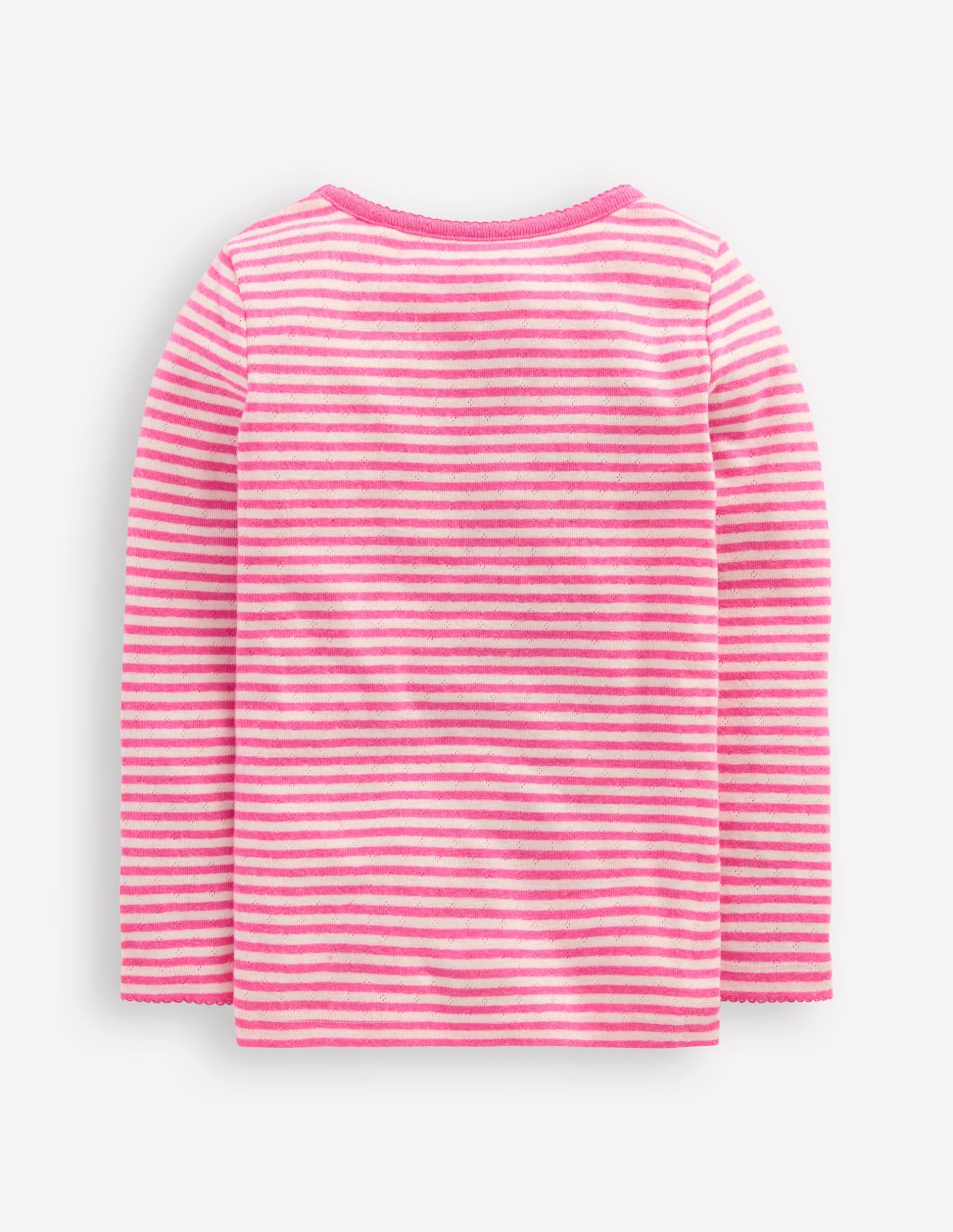 Long Sleeve Pointelle Top-Sorbet Pink Stripe - Image 2